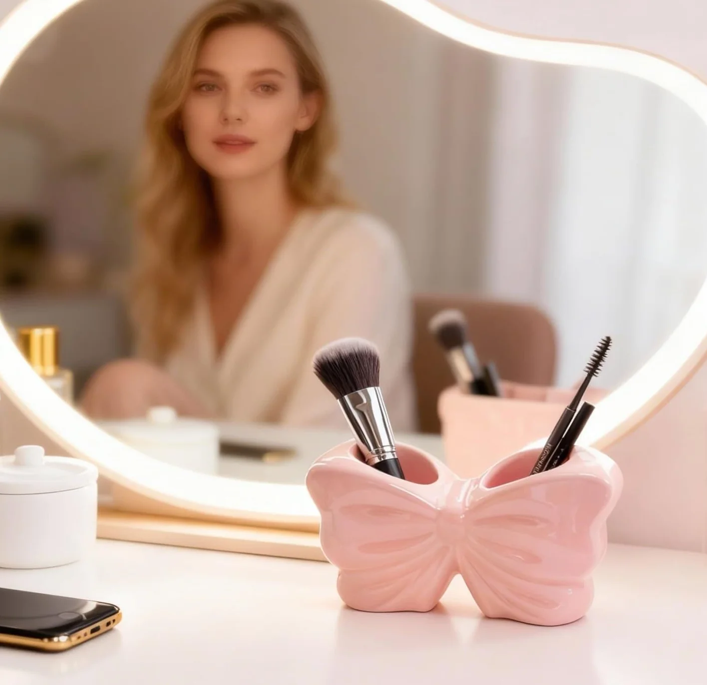 Organizer Na Szczoteczki Do ZęBów Uchwyt Na Szczoteczki Do Zębów Bowtie 2 Miejsca Wystrój Łazienki Przenośny, Szybkoschnący Blat Akcesoria łAzienkowe(White)