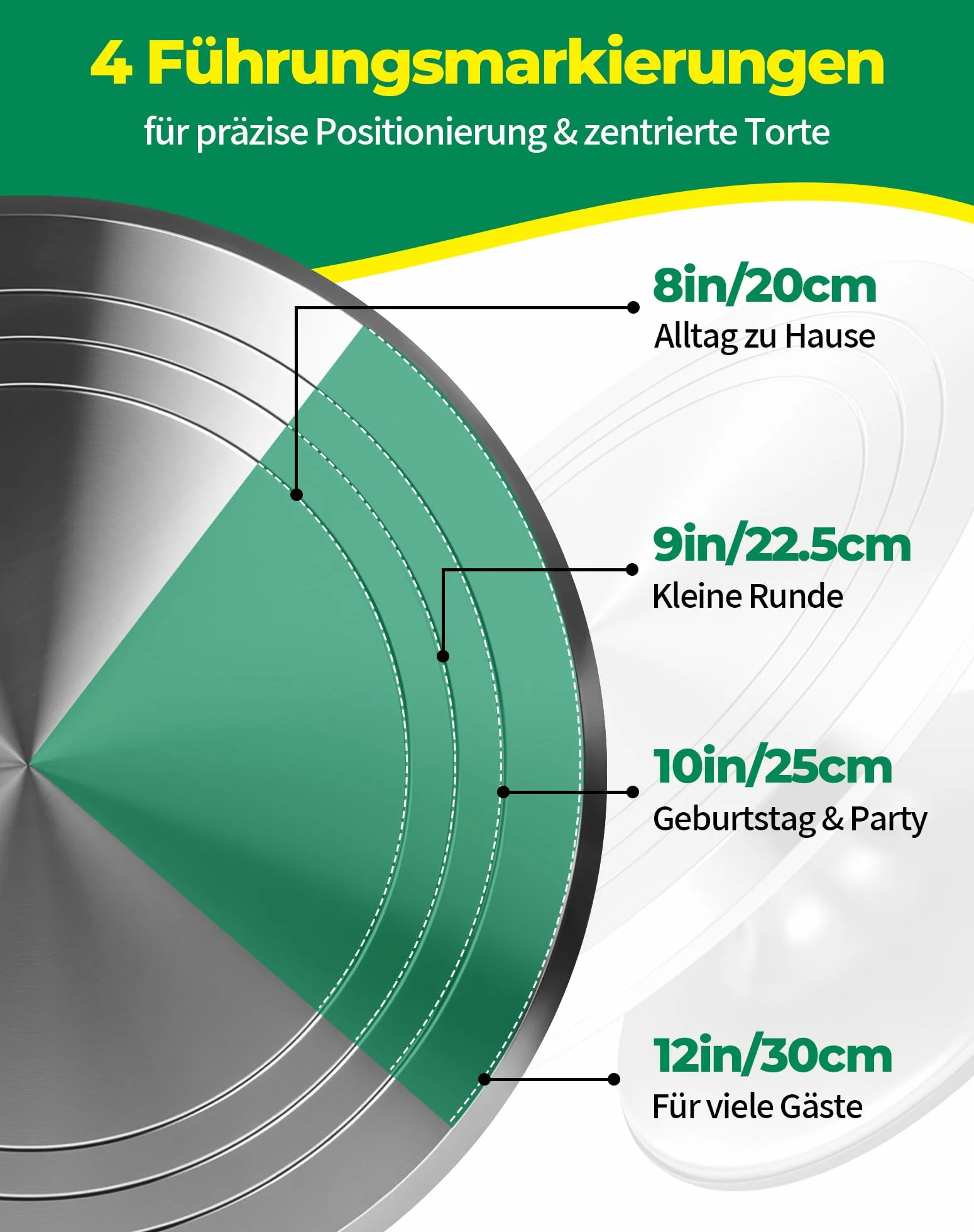 LAOYE Obrotowa Patera do Tortu z Aluminium 30 cm, Talerz Obrotowy do Dekoracji Tortów, Stojak Obrotowy, Zestaw z 5 Skrobakami i 3 Szpatułkami do Pieczenia i Dekoracji