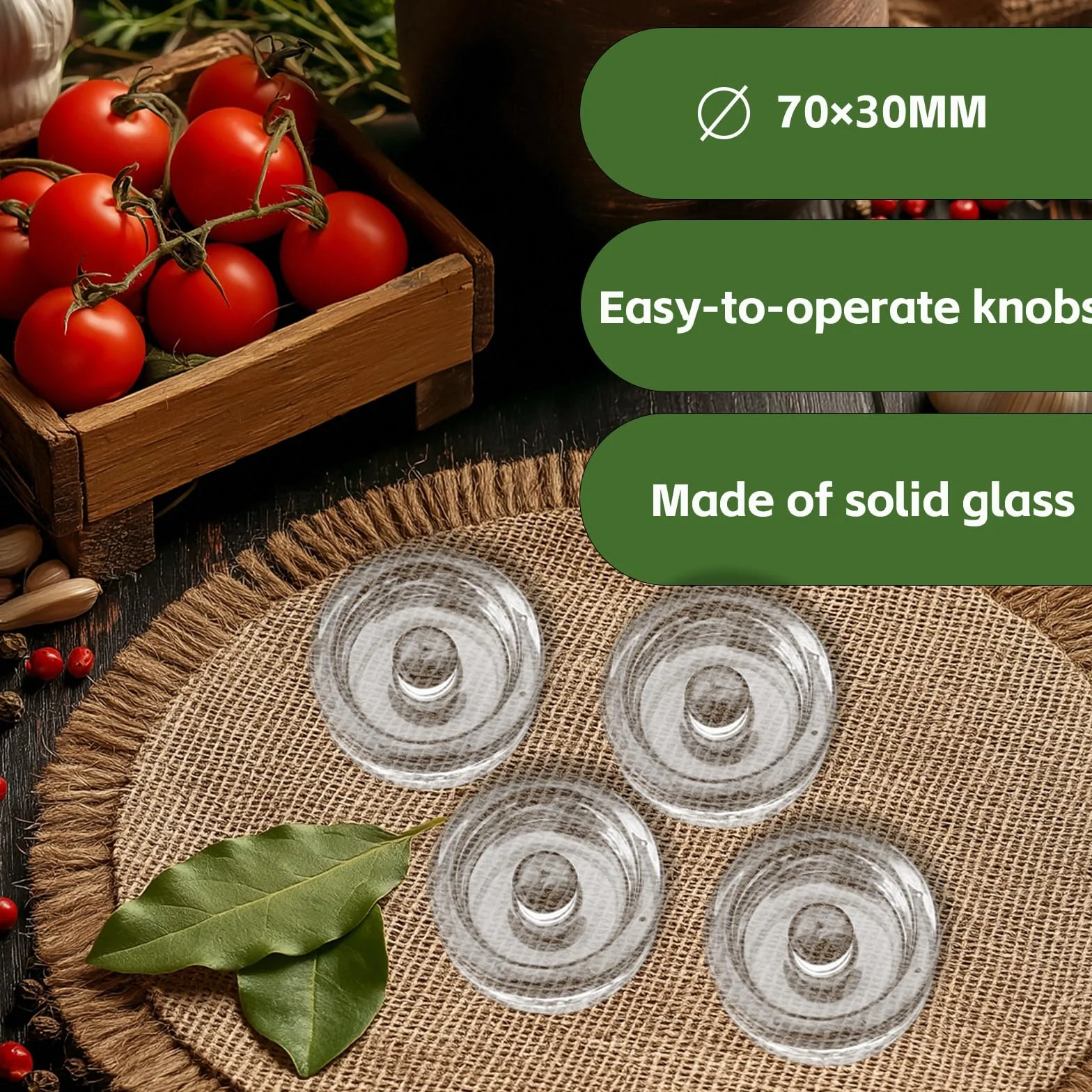 4 sztuki Szklane obciążniki do fermentacji (⌀7 cm) Ciężarki Fermentacyjne Szkła do Fermentacji do kapusty, kamienie obciążające kimchi kefiru