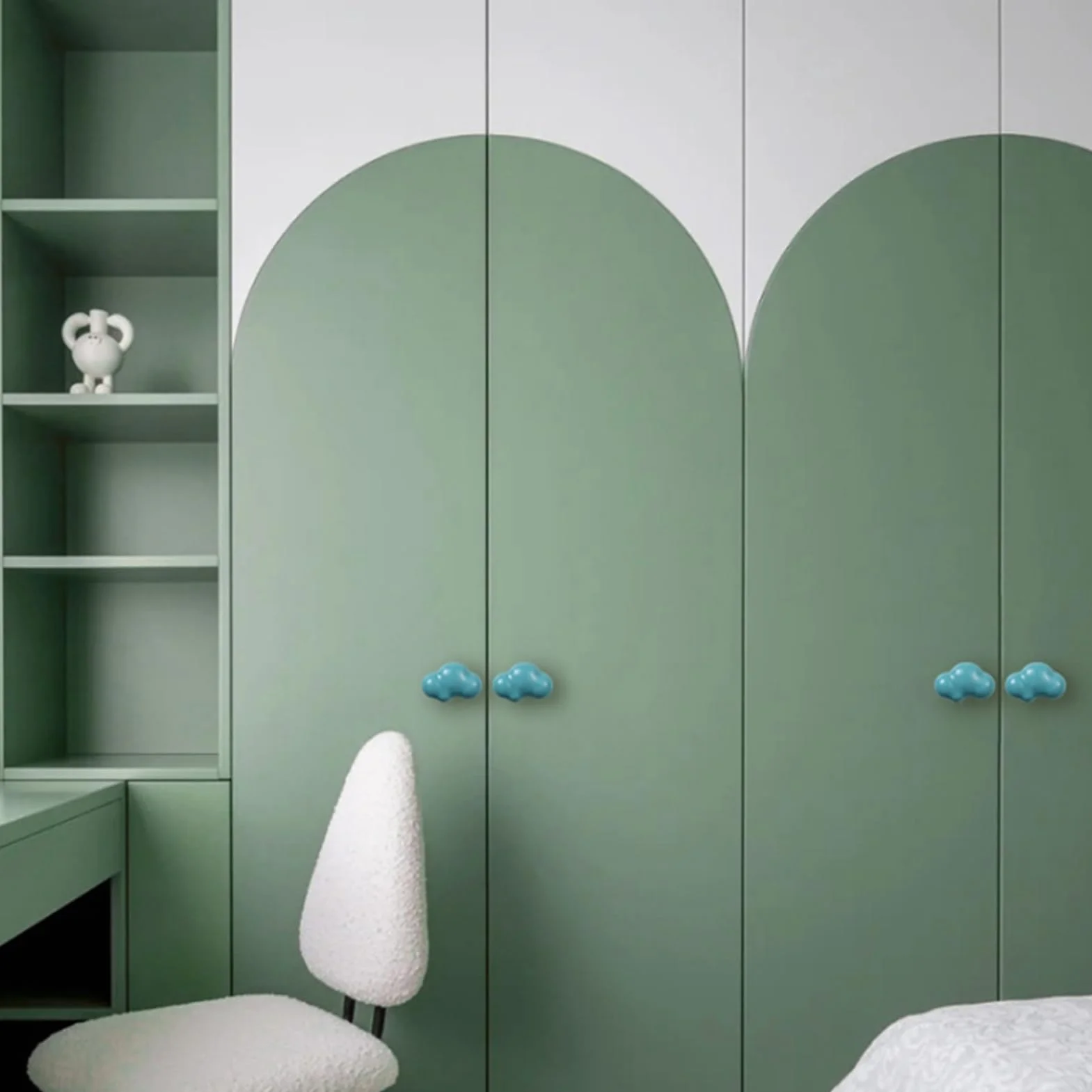 Ceramiczne gałki meblowe do pokoju dziecięcego, 10 sztuk, chmury, uchwyty do szuflad, guziki do szafy, kresówki, gałki do drzwi, dla dzieci, szafy, szuflady, komody