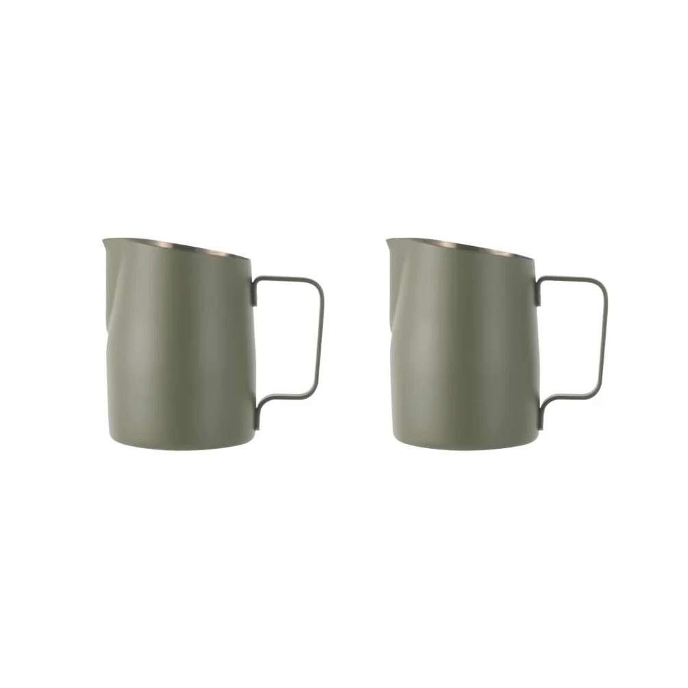 2 zestawy kubków do spieniania mleka do kawy do latte art chai, cappuccino, zielony, 600 ml