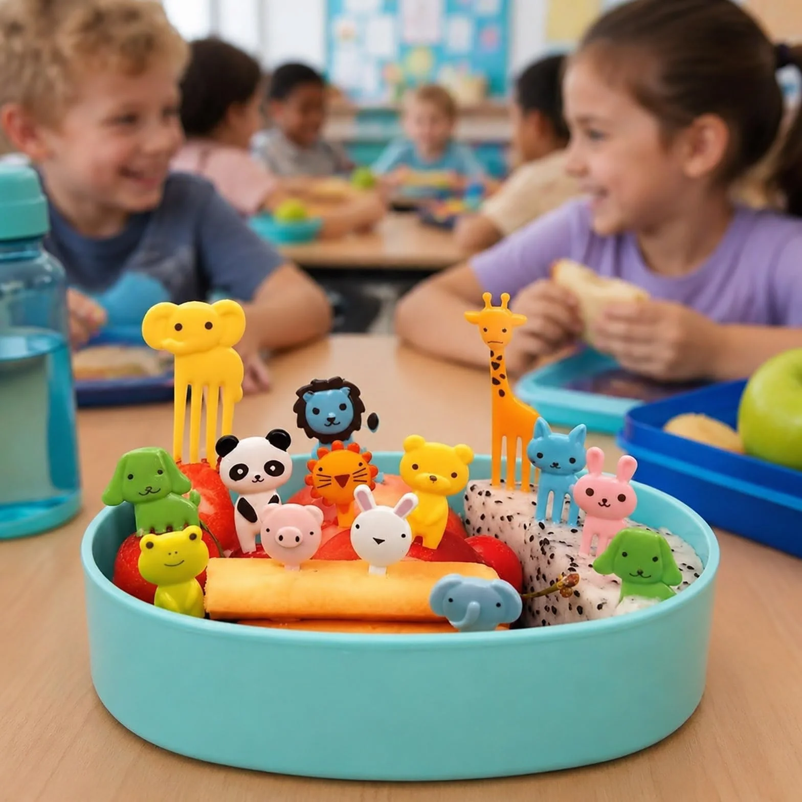 55 szt. Plastikowe Widełko Owocowe ze Zwierzęcym Dekoracje, Urocze Picks Food do ciasta Deser Owocowy, wielokrotnego użytku Mini Toothpick Bento Box Party Supply Lunch Akcesoria (losowy styl)