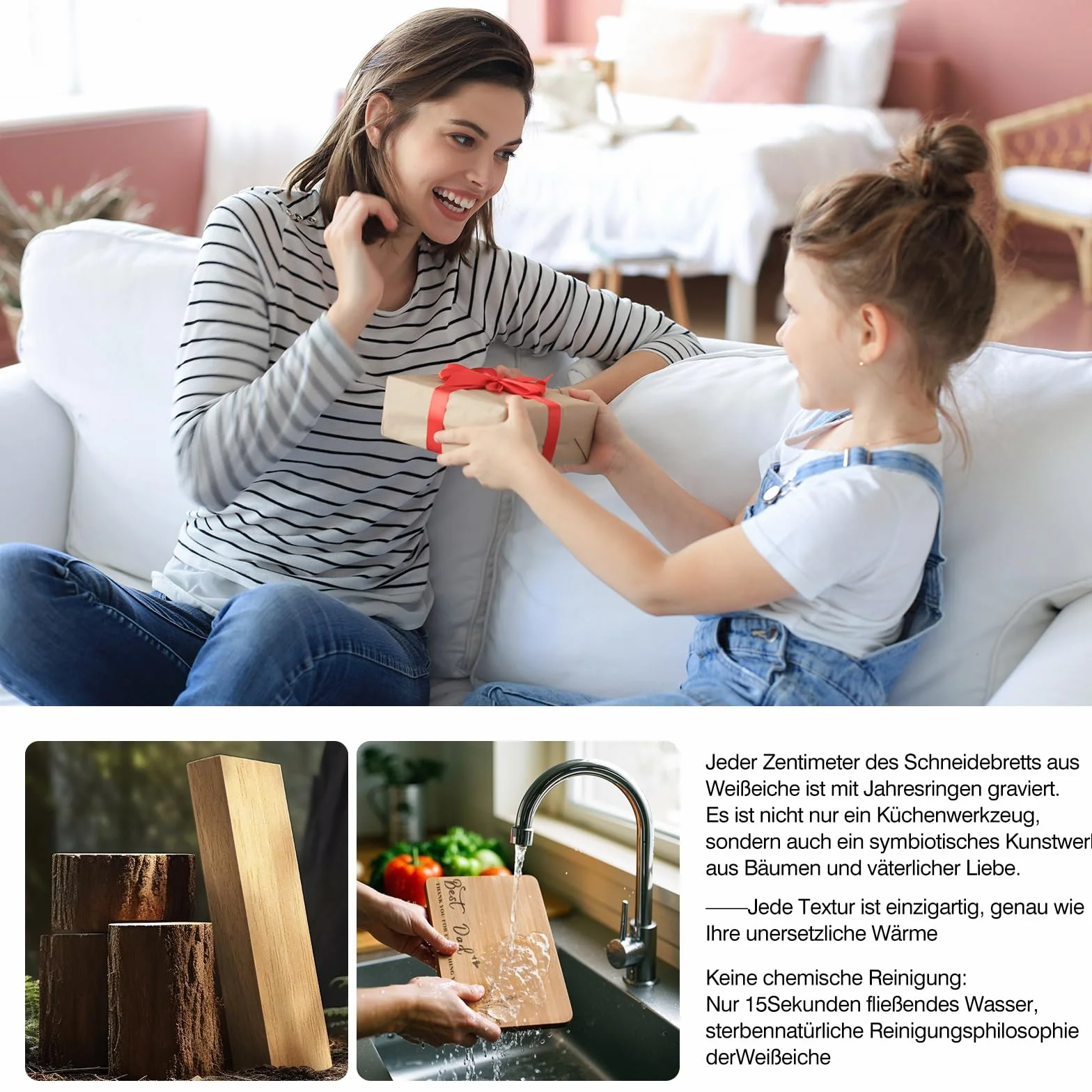 Prezent na Dzień Matki dla mamy, spersonalizowana deska śniadaniowa z drewna z podstawką, zestaw upominkowy dla mamy, prezent urodzinowy na Boże Narodzenie, Dzień Matki, dla najlepszej mamy