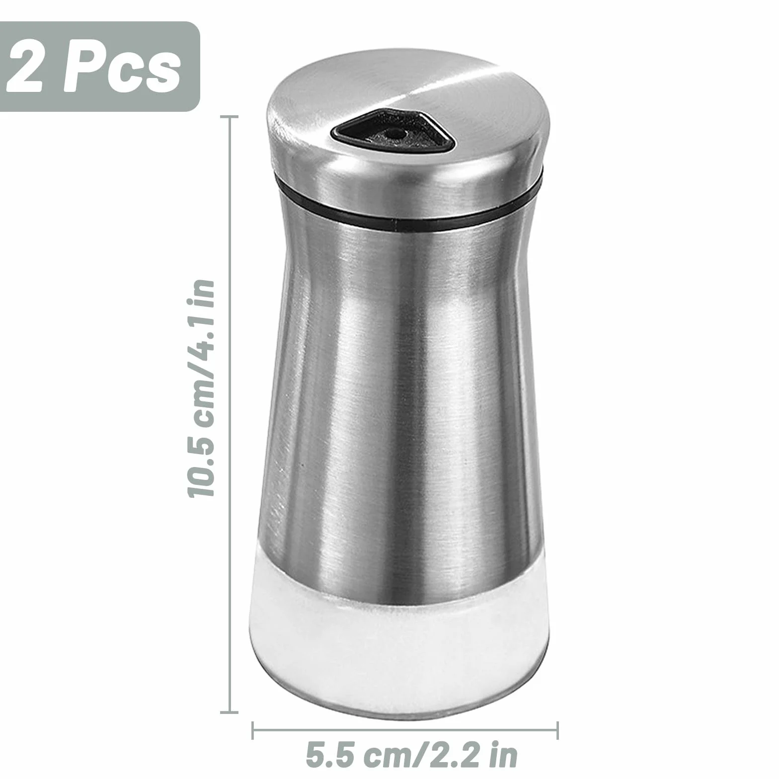 Zestaw 2 mini solniczek, solniczka i pieprzniczka ze stali nierdzewnej, solniczka z pokrywką, regulowane otwory na pieprz, sól, cukier, przyprawy i inne przyprawy