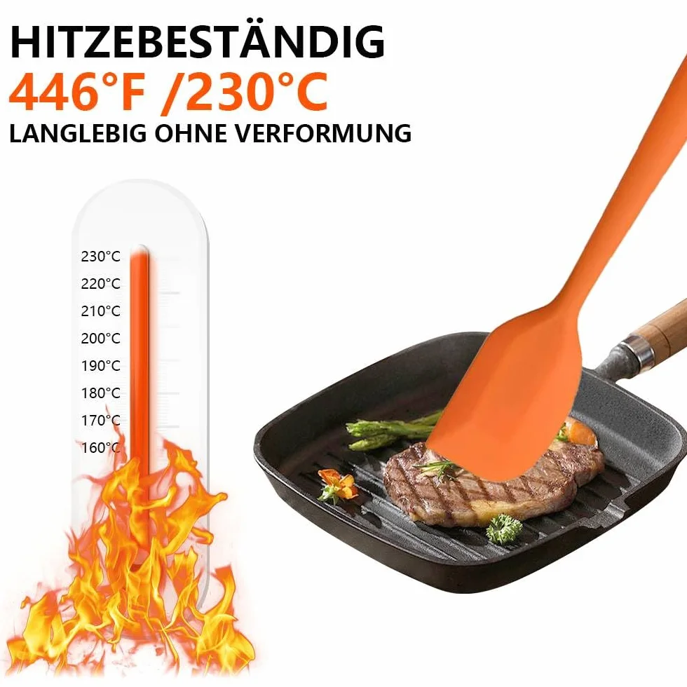 Dreamil Silikonowa łopatka do ciasta, zestaw 5 sztuk, odporne na wysokie temperatury, do 500°C, wielokolorowa, do pieczenia, gotowania, silikonowych przyborów kuchennych (21 cm)