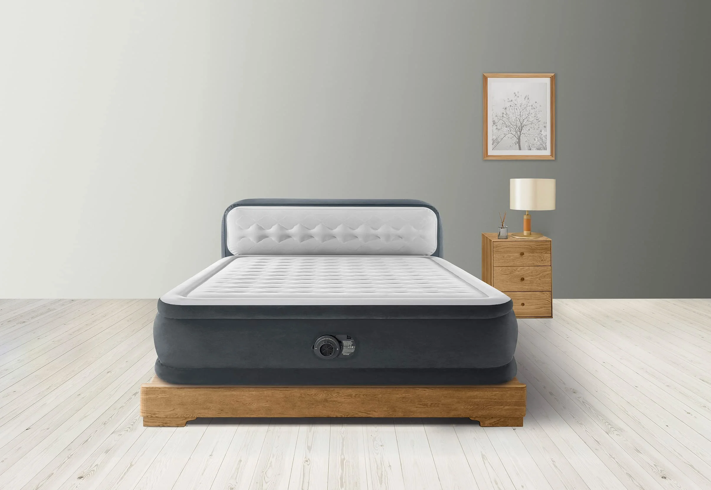 Intex 64448ND - Materasso Dura-Beam Ultra Plush Headboard Autogonfiante, 152x236x86 cm