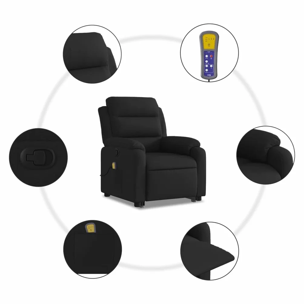 Homgoday Fotel do masażu z funkcją wspomagania wstawania, fotel telewizyjny z funkcją leżenia, fotel do wstawania, fotel dla seniorów, fotel tapicerowany, fotel do odpoczynku, do salonu, czarny