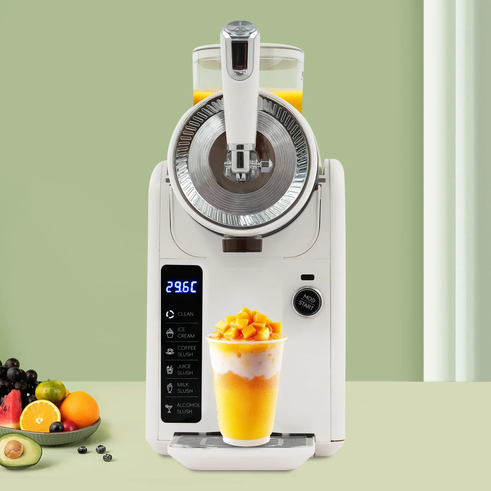 W pełni automatyczna maszyna do slushie 2 l – Slushie Maker z wieloma programami do smoothie, frappé, koktajli mlecznych i mrożonych napojów – samoczyszcząca, rozdrabniacz do lodu, do domu, kuchni