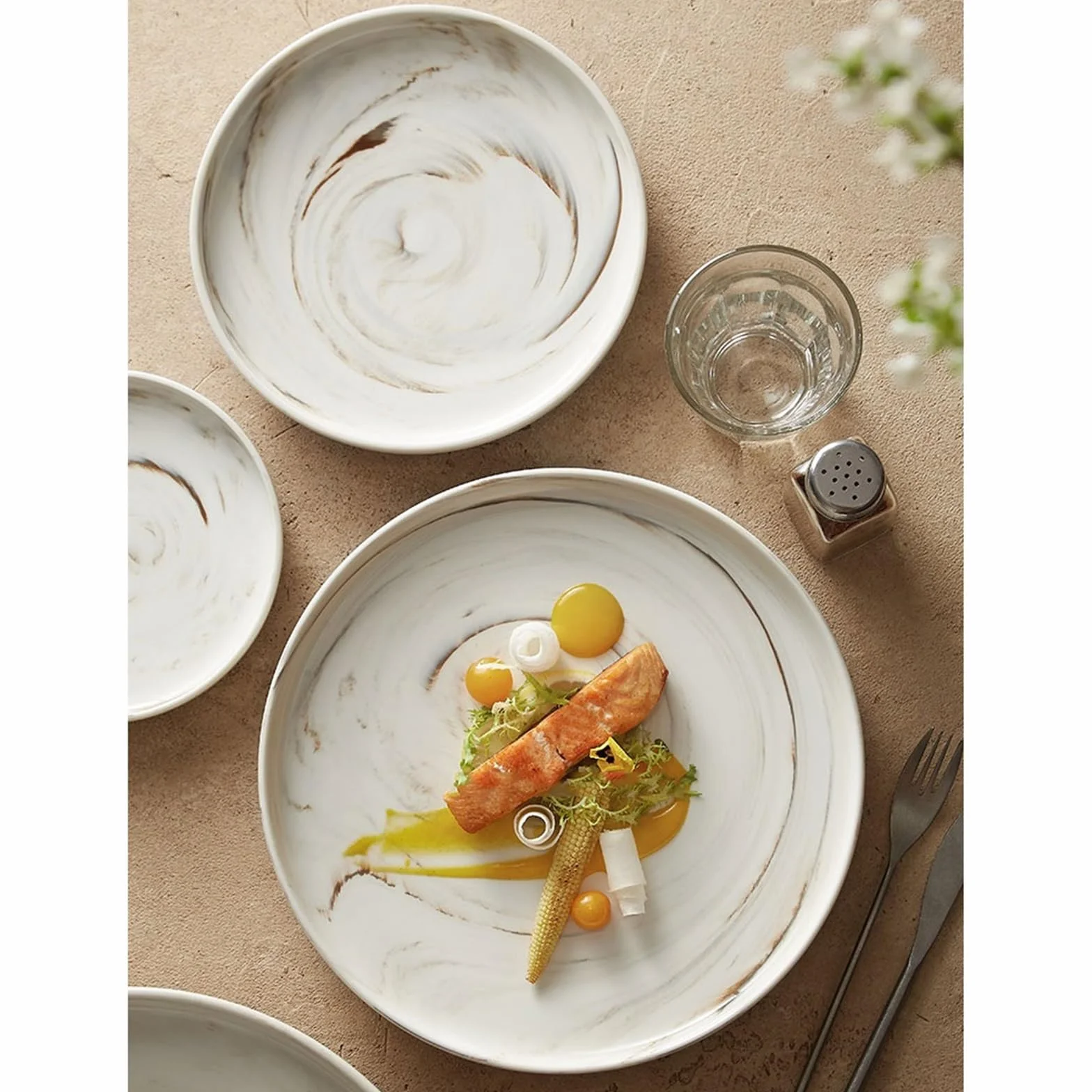 talerze do serwowania Talerz obiadowy z imitacji marmuru. Prosty okrągły talerz. Ekskluzywna zastawa stołowa restauracji hotelowej. Ceramiczny do steków talerze makaronowe(10.6 inch)