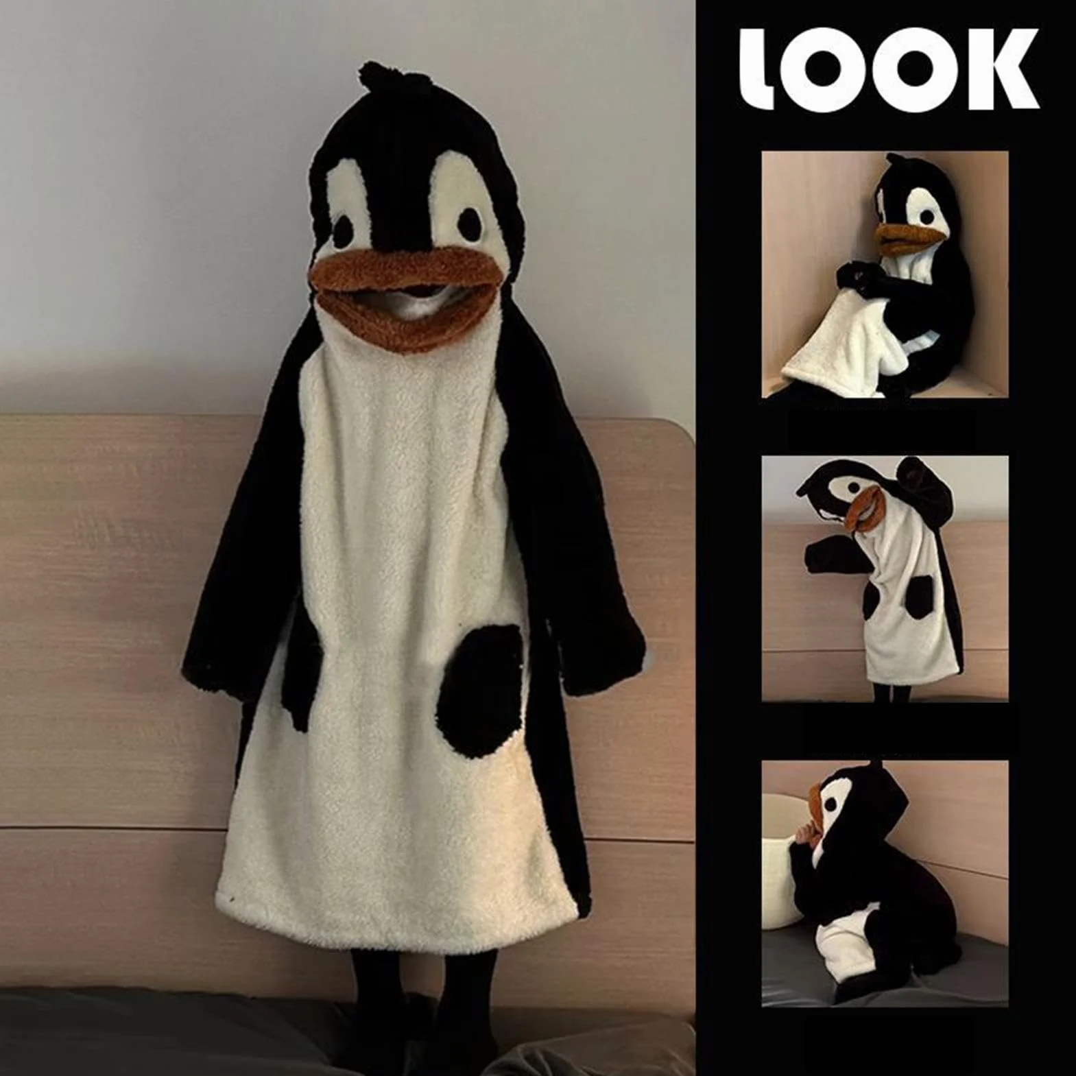 Pingwin Onesie dla Dorosłych Miękka Piżama Zwierzęca do Spania | Kostium Pingwin dla Dorosłych Do Domu, Salonu, Łazienki, Halloween, Codziennego Noszenia, Imprez, Festiwali, Podróży