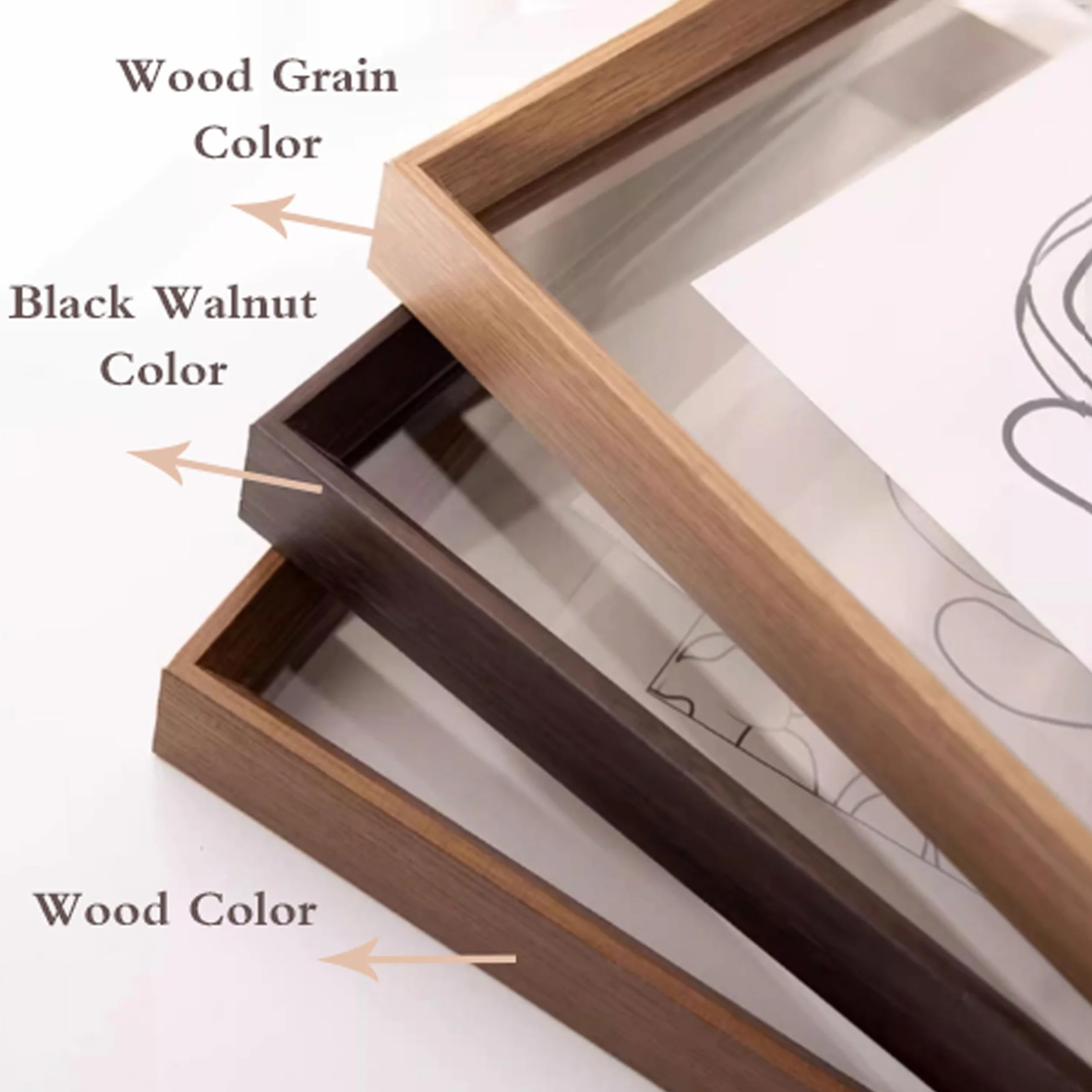 Ramka do zdjęć, Dwustronna szklana pływająca ramka na zdjęcia wielokolorowa A3/A4/8k 6-16 cali wiele rozmiarów(Wood Grain,16 inches [30.3 * 40.5cm])