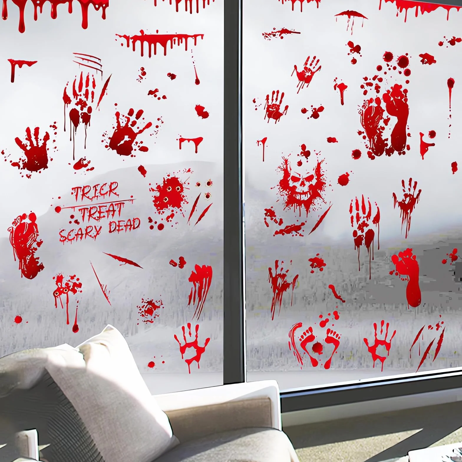 Halloween naklejki dekoracyjne samoprzylepne wielokrotnego użytku naklejka druk dwustronny (01B) (WSJ