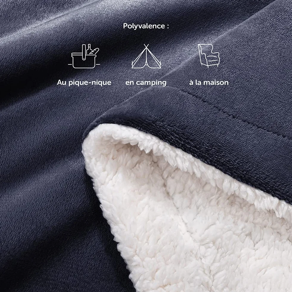 Blumtal Premium Sherpa Kuscheldecke miękka – Koc do mieszkania 150x200 cm – certyfikowany przez OEKO-TEX – koc w kolorze Dark Ocean-Niebieski