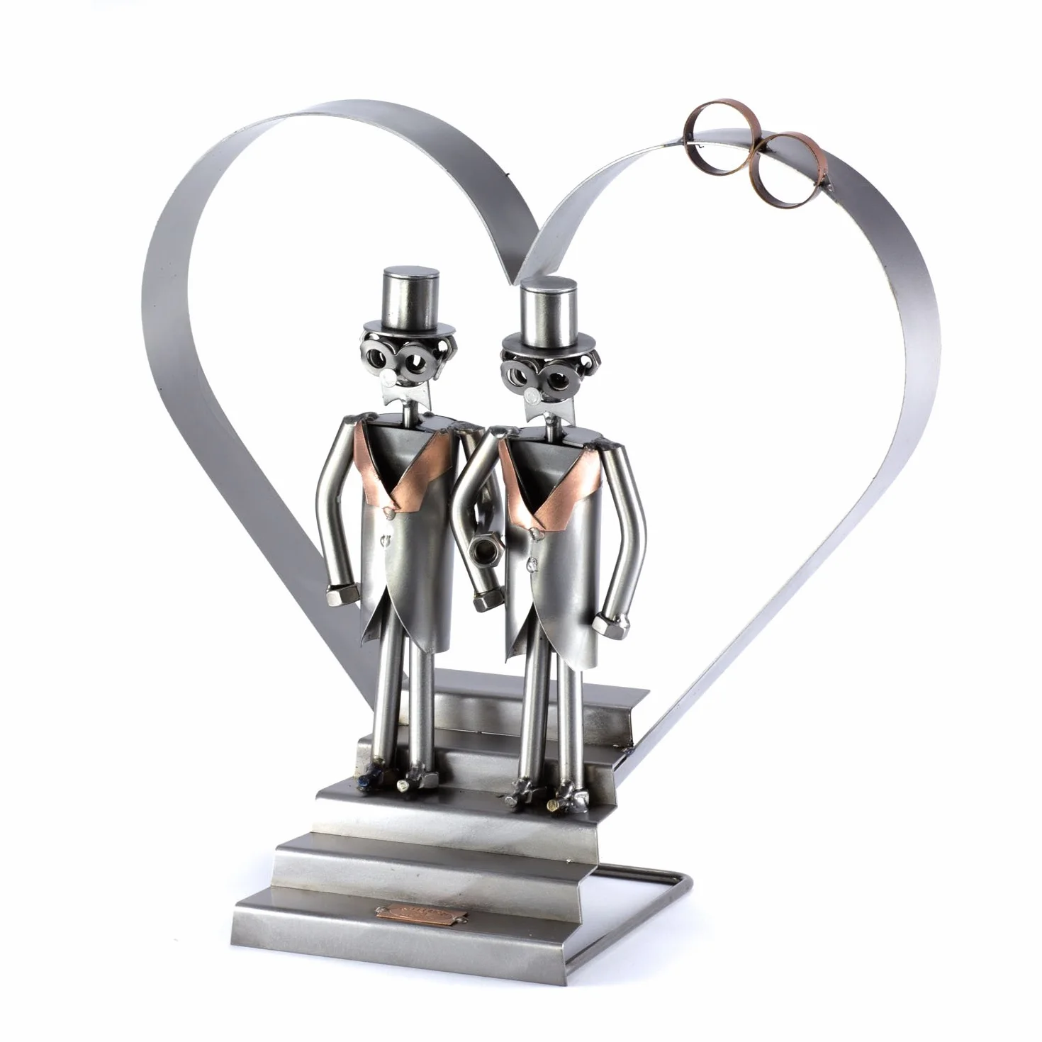 Steelman24 I Figurka młoda para mężczyzna z sercem XXL I Made in Germany I rękodzieło I pomysł na prezent I figurka stalowa I metalowa I metalowy ludzik