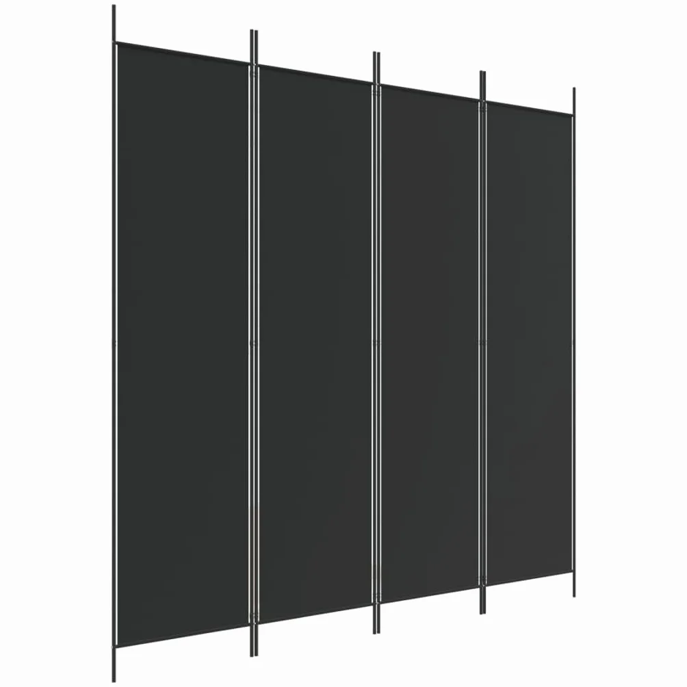 vidaXL Parawan 4-panelowy, czarny, 200x200 cm, tkanina
