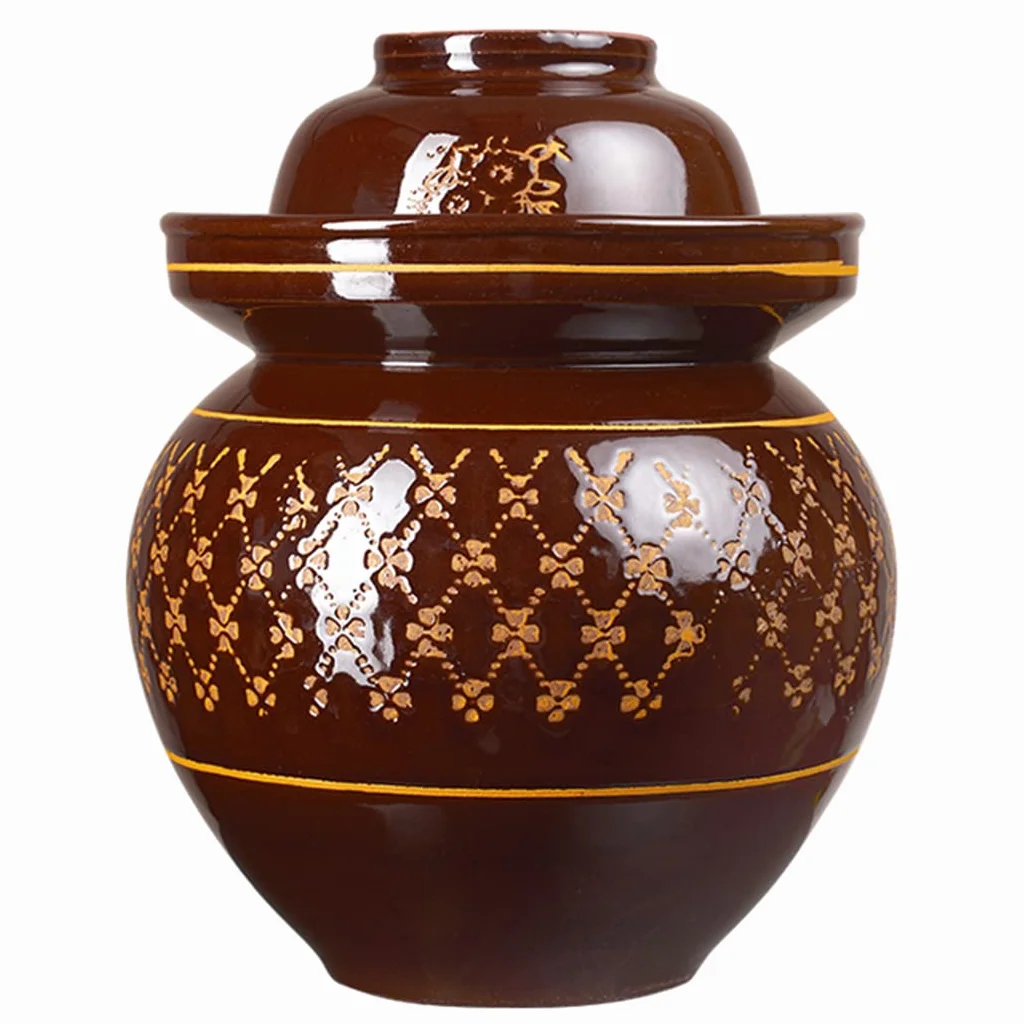 Tradycyjny chiński porcelanowy garnek do marynowania, zagęszczony ceramiczny garnek do wytrawiania, garnek fermentacyjny z pokrywą z uszczelką wodną kamionkowy fermentor do Kimchi 9 kg