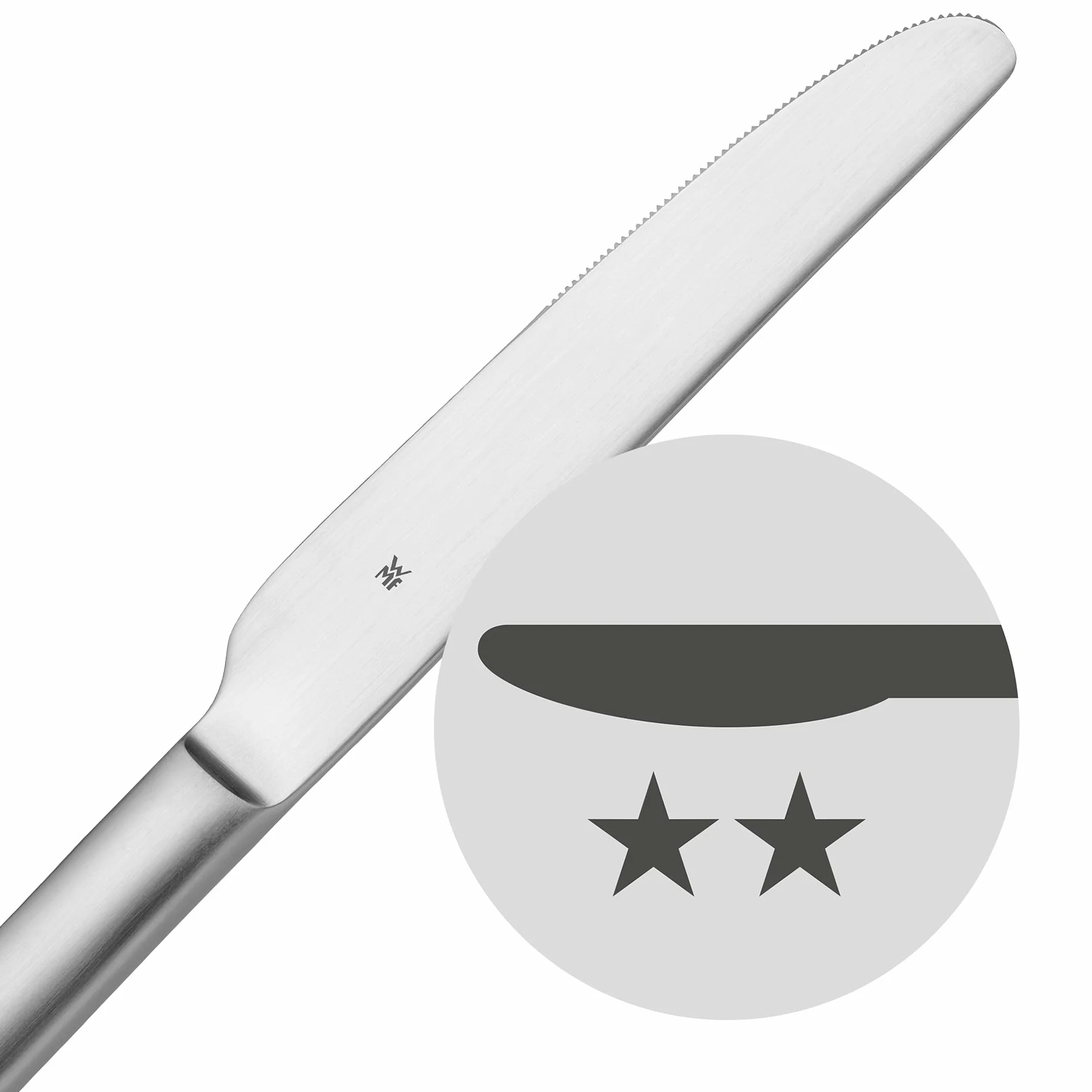 WMF Jedwabny nóż menu mono 23,1 cm, nóż stołowy ze stali nierdzewnej Cromargan, matowany, nóż monoblokowy, nadaje się do mycia w zmywarce