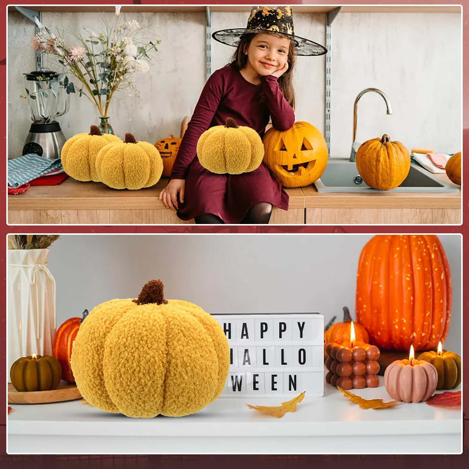 Halloween poduszka w kształcie dyni, dekoracja, pluszowa zabawka w kształcie dyni na sofę,na Święto Dziękczynienia, Halloween, dekoracja wnętrz, prezent dla dzieci (żółta)