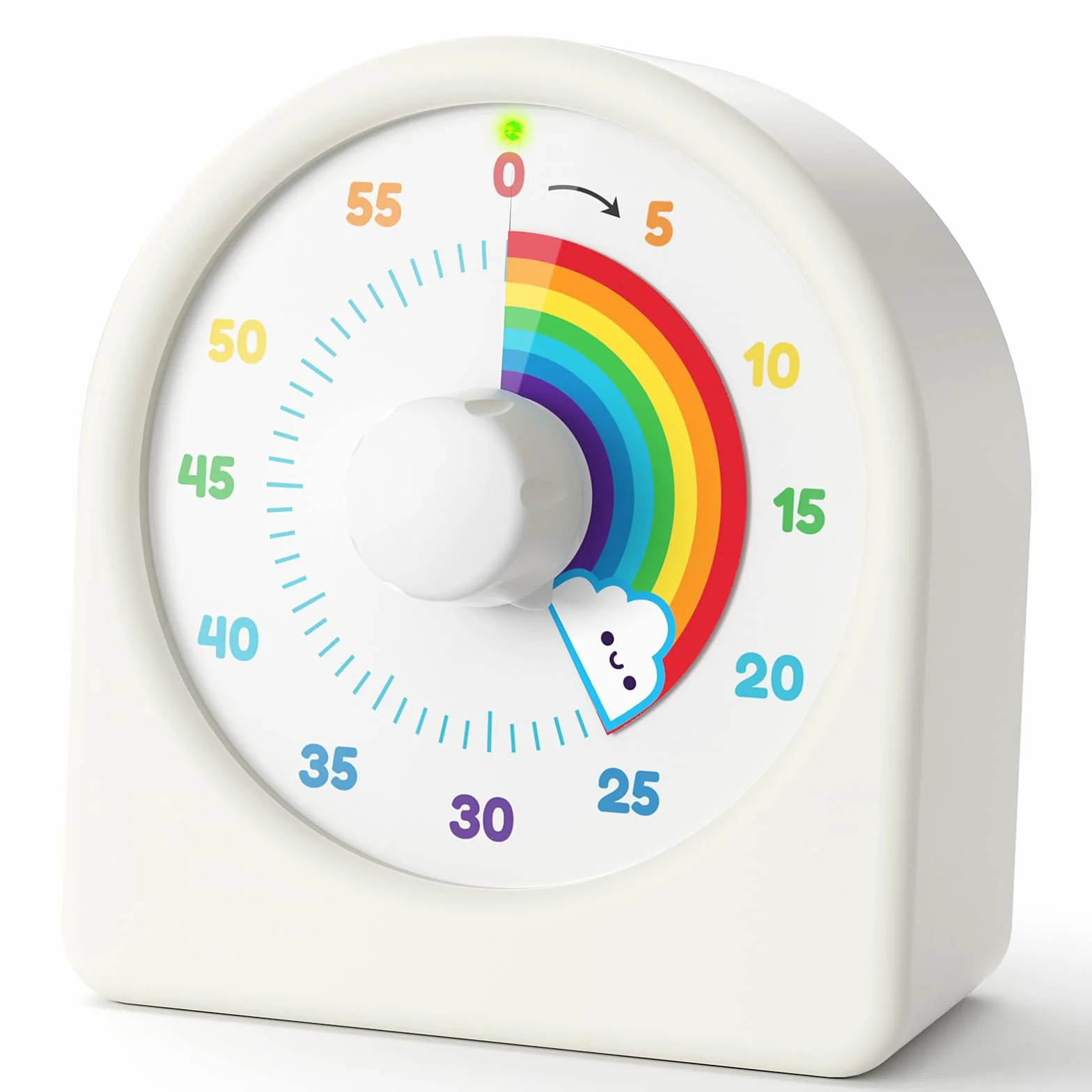 LIORQUE Timer wizualny dla dzieci, naładowalny wizualny timer pomodoro z odliczaniem dla dzieci w kolorze tęczy z magnesem z tyłu, narzędzie do zarządzania czasem do nauki