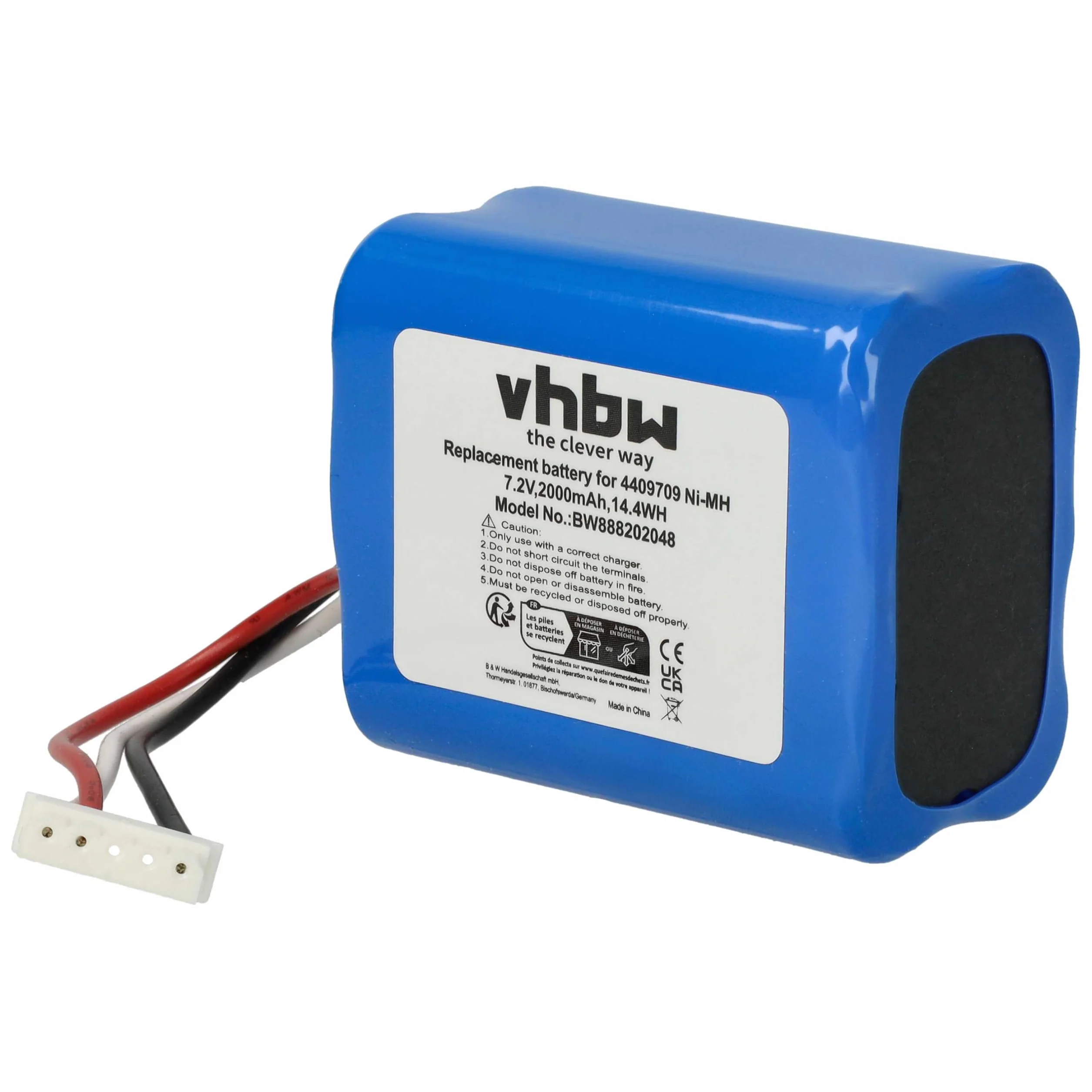 vhbw Akumulator kompatybilny z iRobot Braava 2000, 300, 380, 380T, 381, 390, 390T Home Cleaner Home Cleaner robot domowy (2000 mAh, 7,2 V, NiMH)