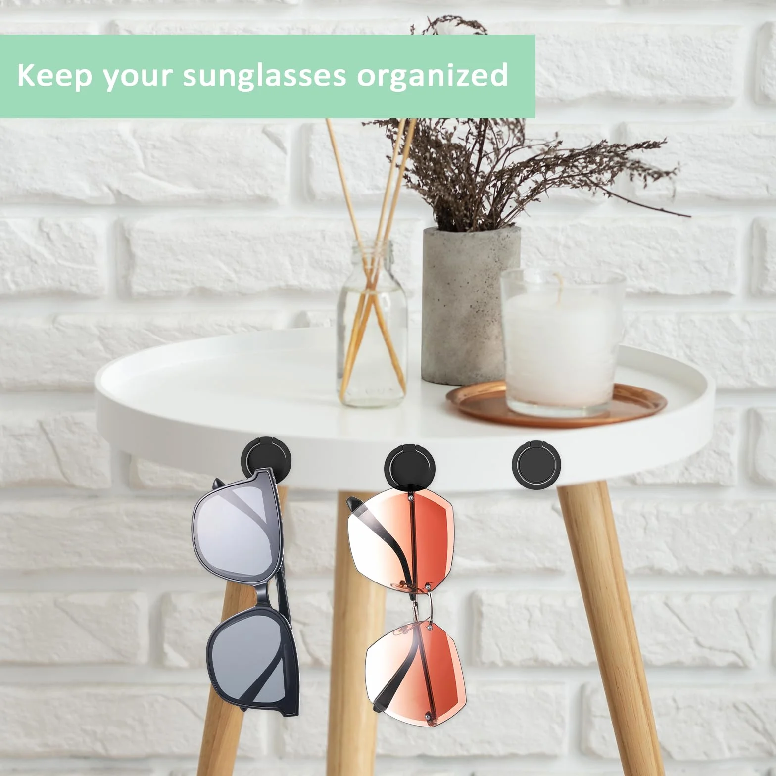 8-pak organizer na okulary przeciwsłoneczne, ścienny, okrągły, montowany na ścianie, uchwyt na okulary przeciwsłoneczne, wiszący organizer na okulary przeciwsłoneczne, czarny uchwyt na okulary