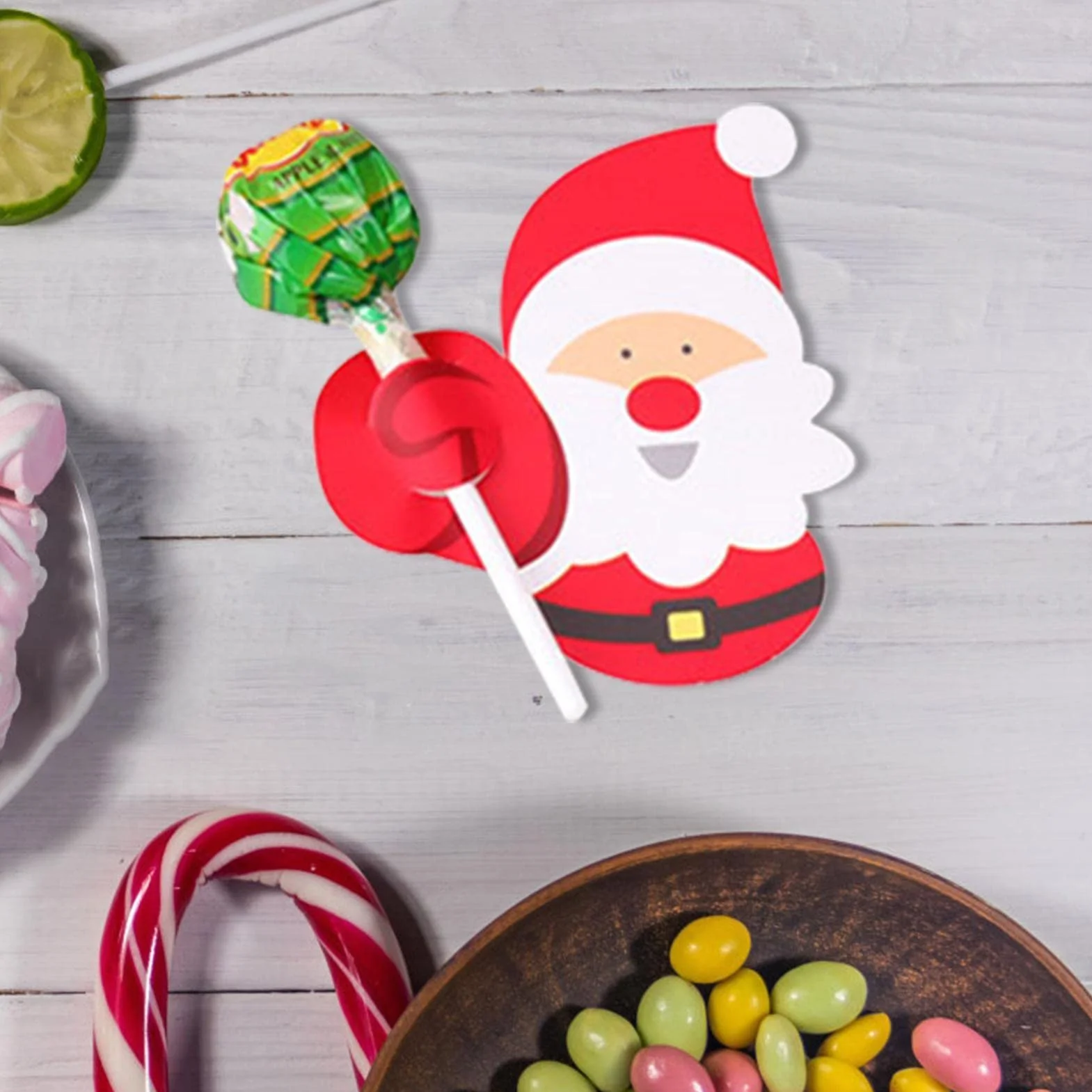 JINGLING Kartka ze s?odyczami - 50 sztuk ?wi?tecznych kartek z pakietem s?odyczy na lizaki, ?wi?teczne lizaki, dekoracje ?wi?teczne, ?wi? Miko?aj/pingwin kandicucker dekoracja opakowanie