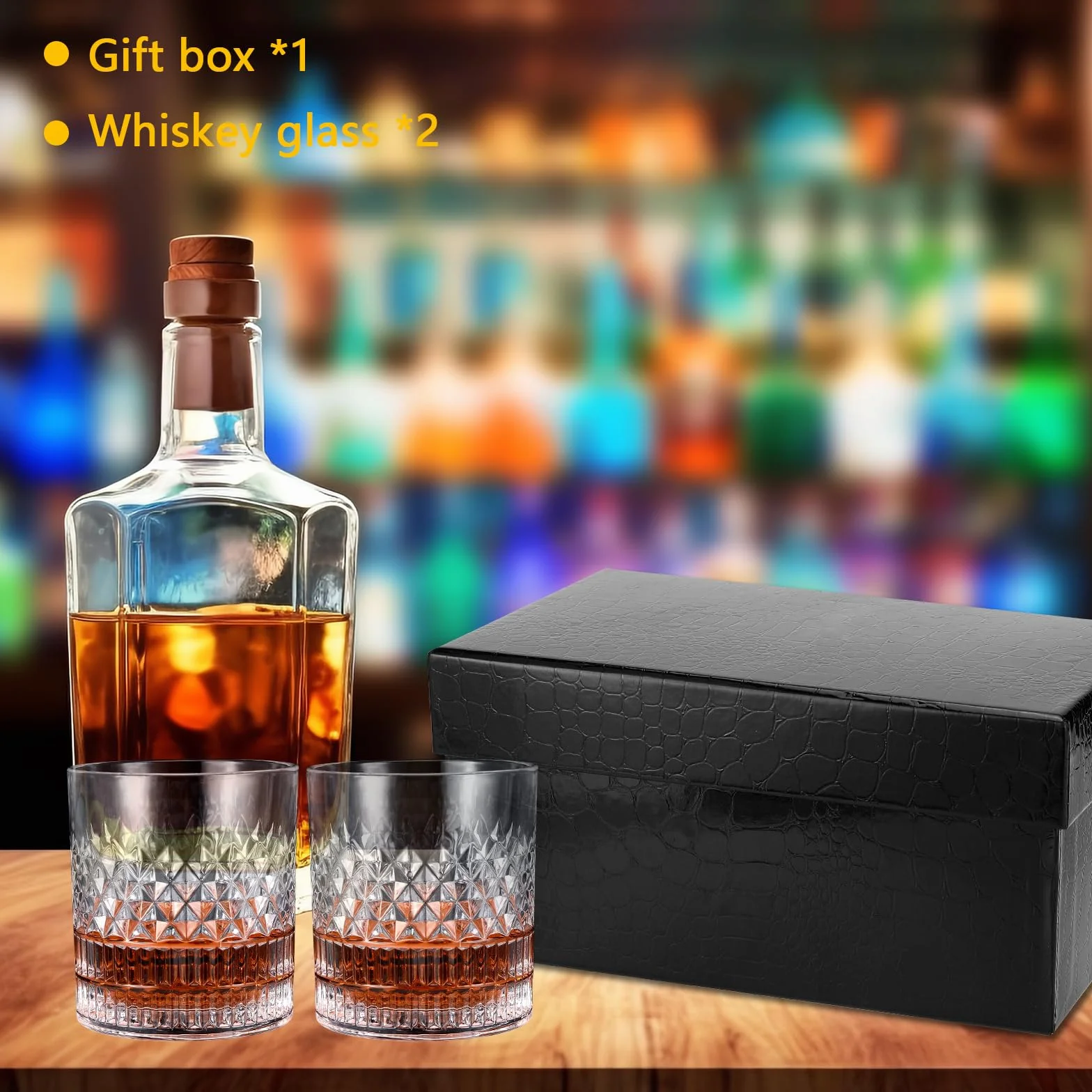 Zestaw Royouzi 2 szklanek do whisky, 2 x 330 ml, zestaw prezentowy, spersonalizowany kieliszek do wina dla mężczyzn, prezent dla miłośników whisky na urodziny