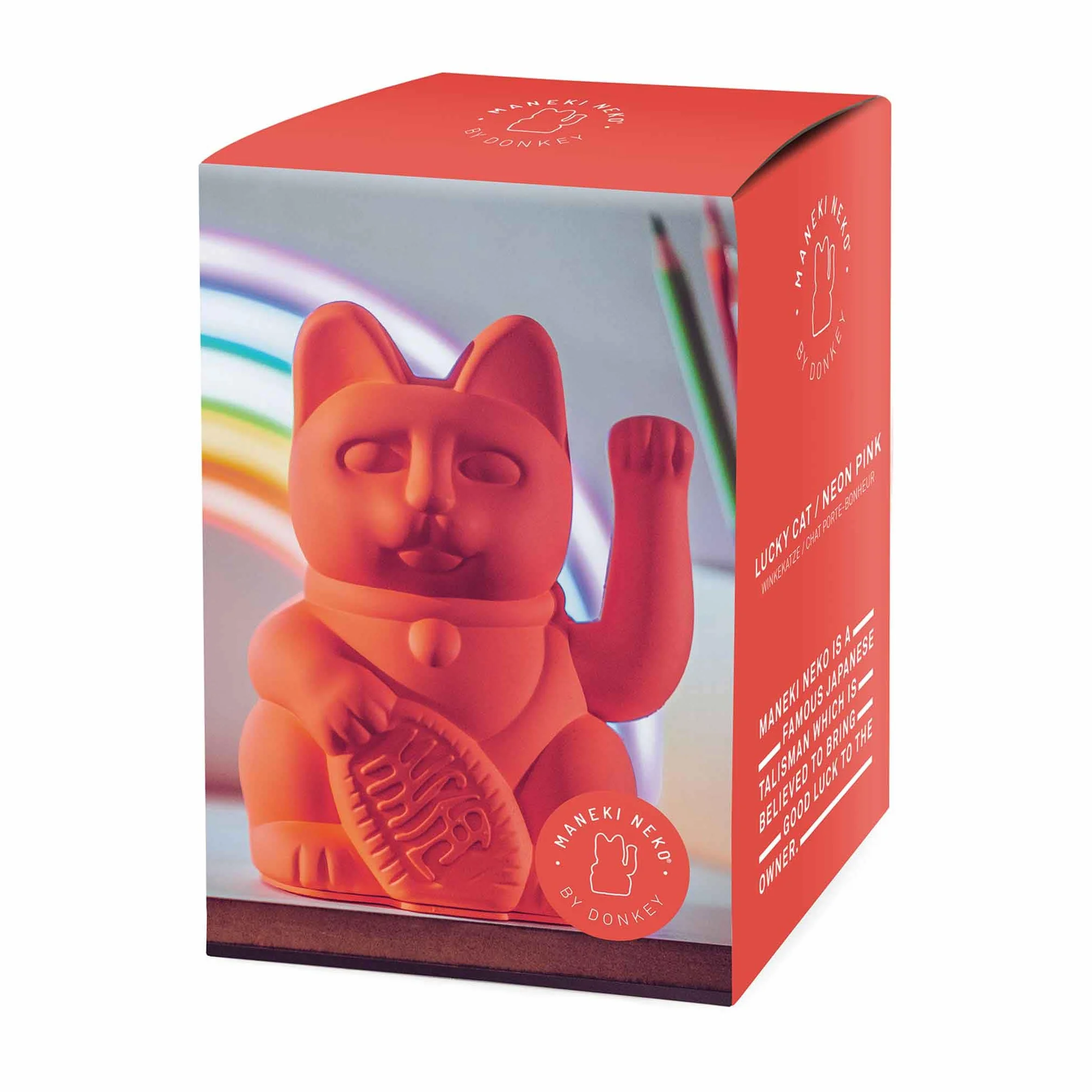DONKEY Products - Lucky Cat Neon - różowy kot, japoński dekoracyjny kot w stylowym neonowym odcieniu, wysokość 15 cm
