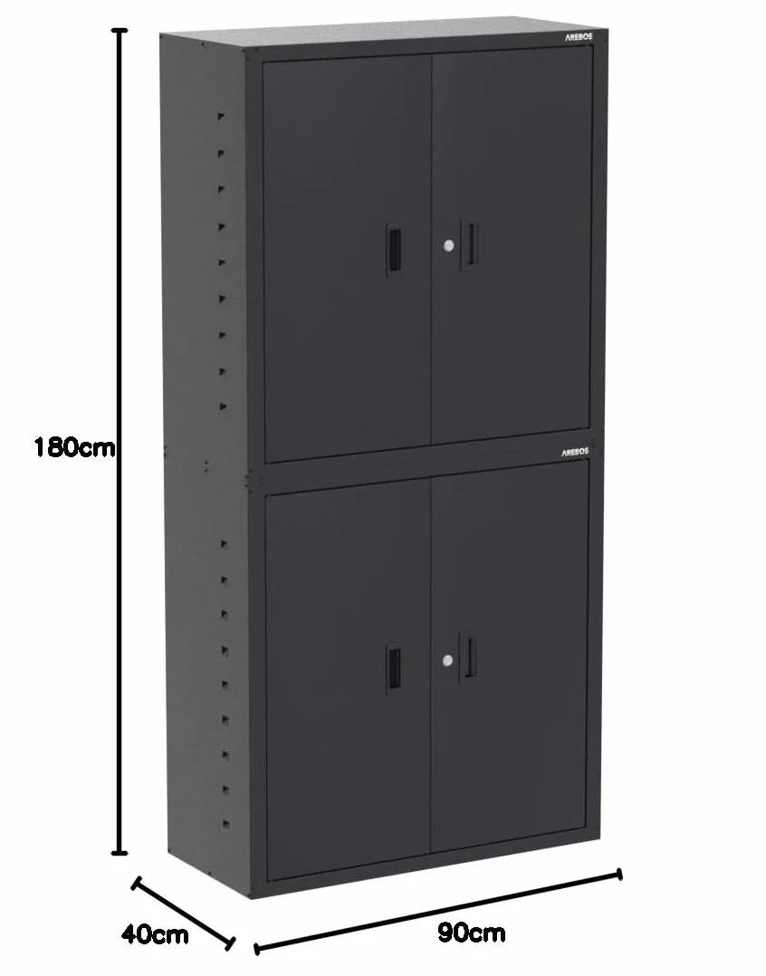 AREBOS Szafka na dokumenty stalowa 180x90x40cm Czarny