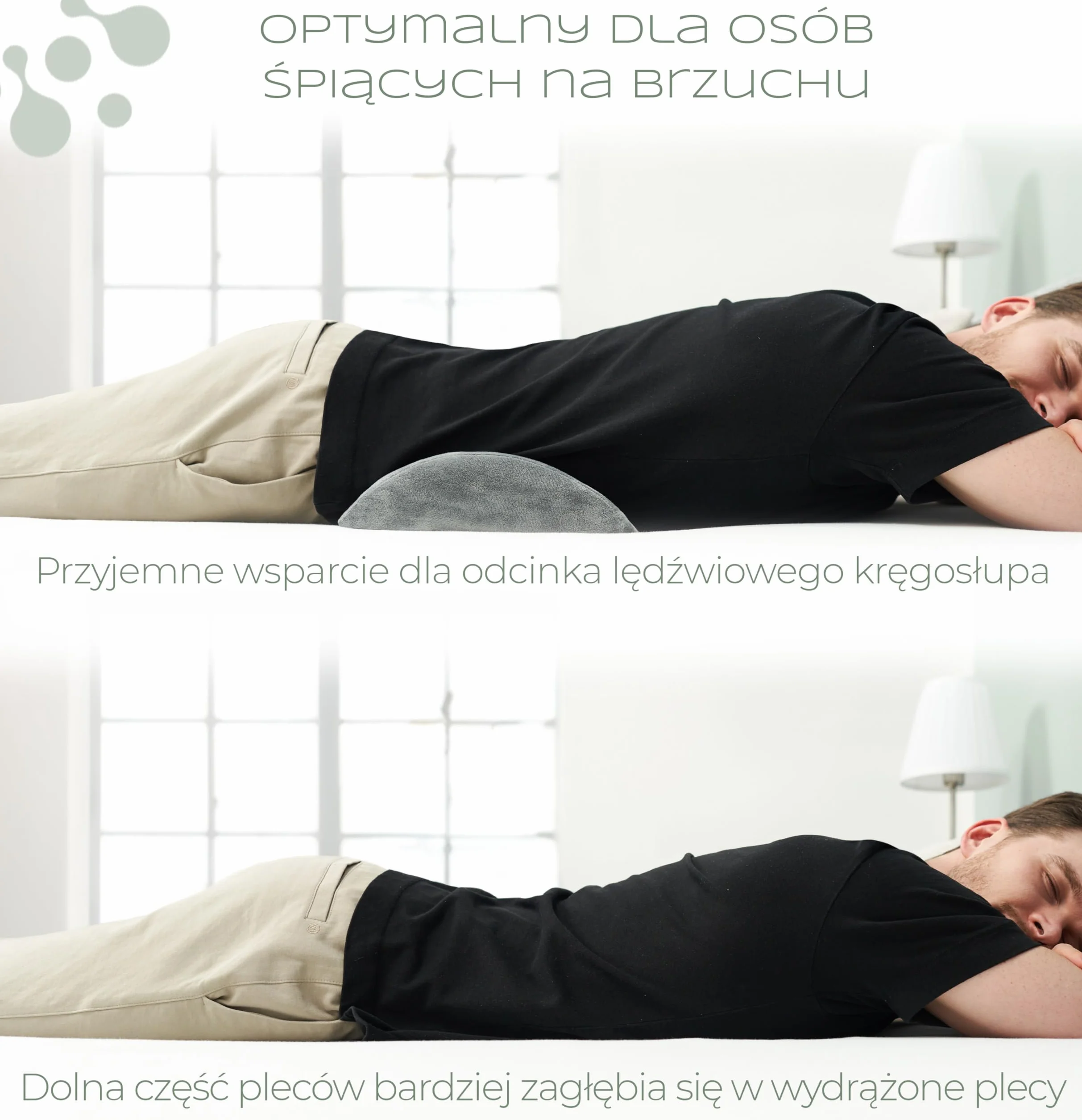 Ergonomiczna poduszka lędźwiowa do łóżka i sofy – poduszka lędźwiowa do podparcia pleców w pozycji leżącej – poduszka lordotyczna dla kręgosłupa lędźwiowego – poduszka podpierająca lędźwie – SZARA