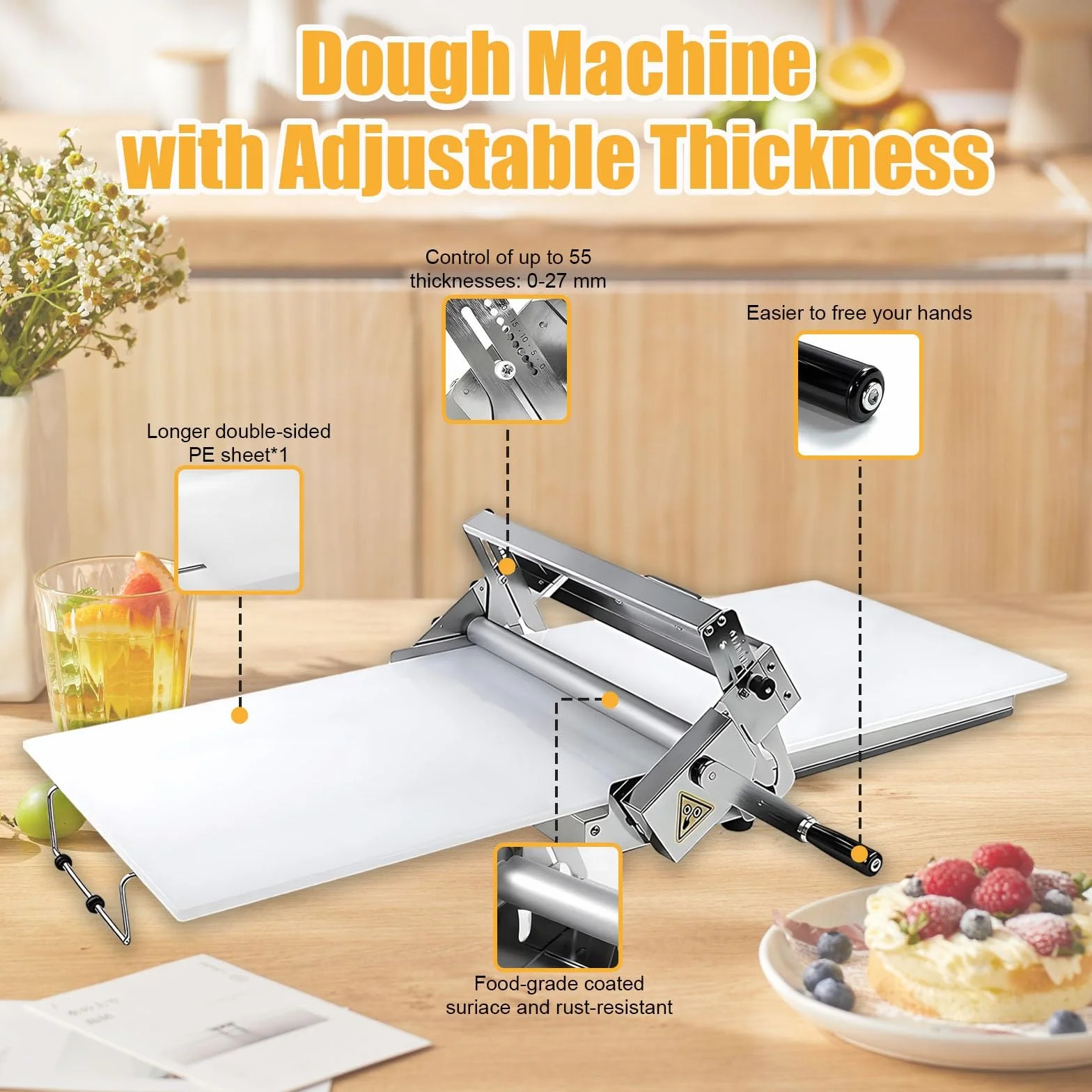 Wałek do Ciasta Maszyna do Ciasta Laminator do Ciasta Ręczny Wałek Ciasta Składany Do Croissant Pizza i Wypieki(Home-Use32.7x18.9in)
