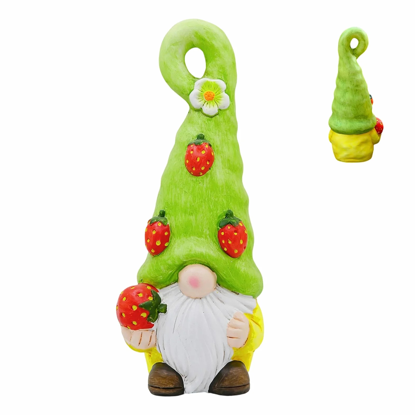 Krasnale dekoracyjne Ceramiczna figurka krasnala z owocami | Krasnal Ogrodowy do Ogrodu Na Stół, Półki, Parapety, Podwórko, do Sypialni, Gabinetu, Pokoju Dziecięcego, na Półkę przy