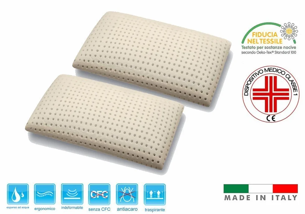 Materassimemory.eu Aloe Therapy Materac z pamięcią kształtu, wysokość 26 cm z urządzeniem medycznym klasy 1, warstwa pianki memory o grubości 7 cm, 11 stref o różnej nośności, zdejmowana pokrywa wełna/len Full 3D Air, poduszka I SAPMED dołączona 120 x 190