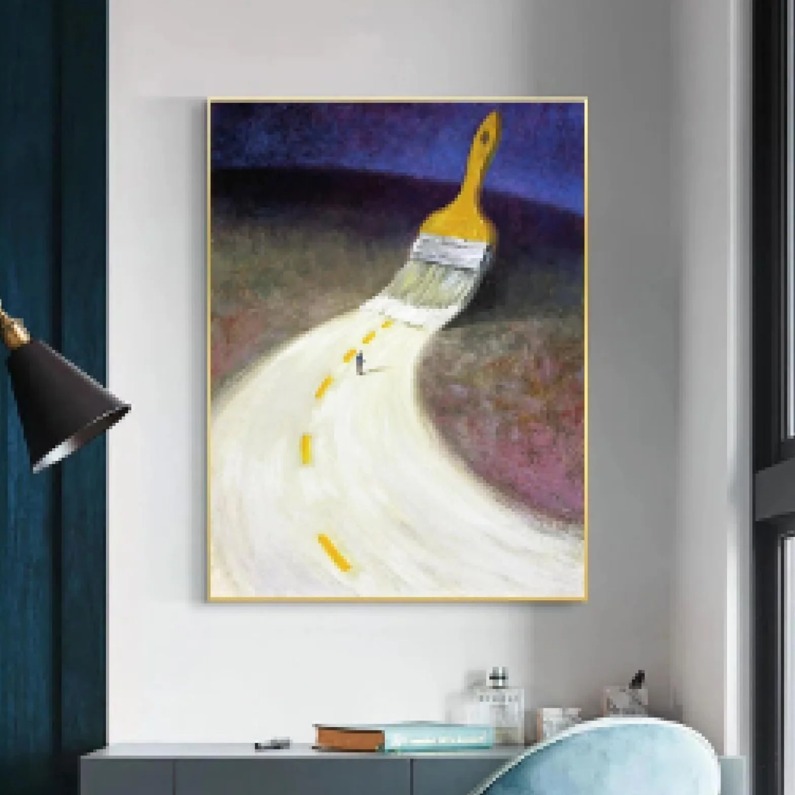 ZHUOYA Nowoczesna abstrakcyjna farba przyszłość sztuka obrazy na płótnie plakaty i druki sztuka ścienna obrazy do dekoracji salonu 80 x 120 cm bez ramy