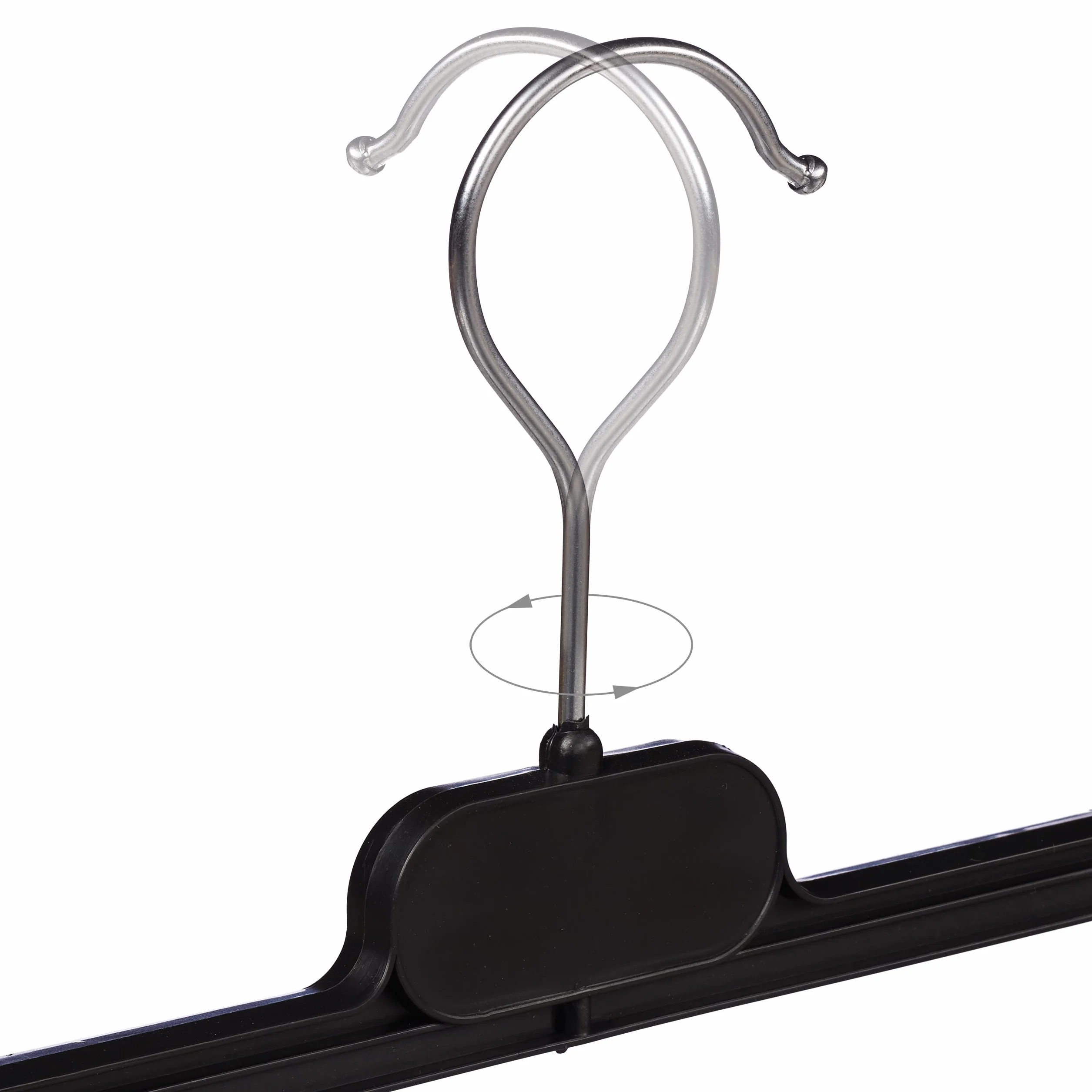 Relaxdays Plastikowe uchwyty do spodni zestaw 50 sztuk, regulowane wieszaki zaciskowe, obrotowe metalowe haczyki, HWD: 14 x 36 x 3 cm, czarne