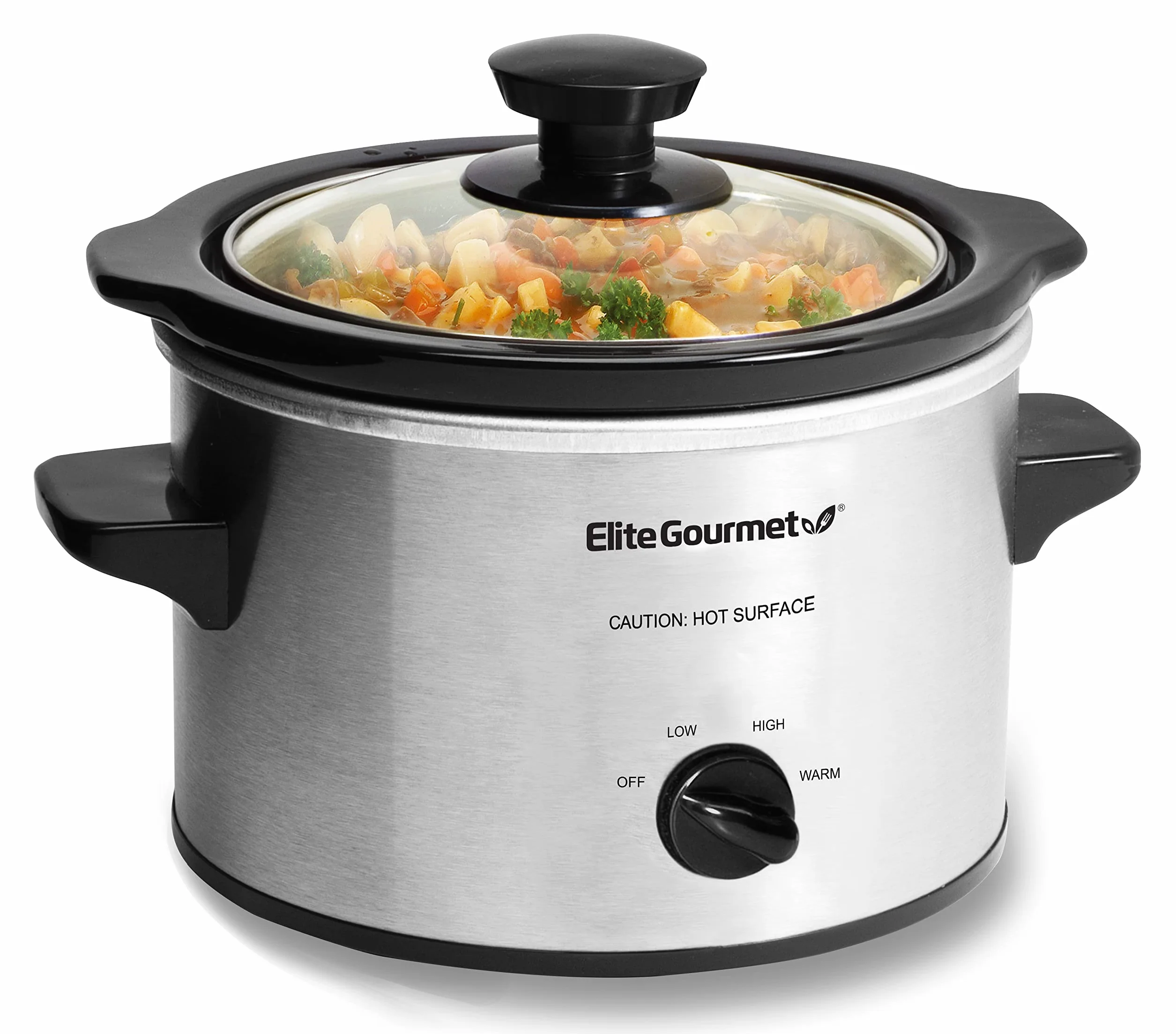 Elite Gourmet MST-250XS Elektryczny garnek do gotowania z ceramicznym zbiornikiem, regulowana temperatura, 1,4 l, stal nierdzewna