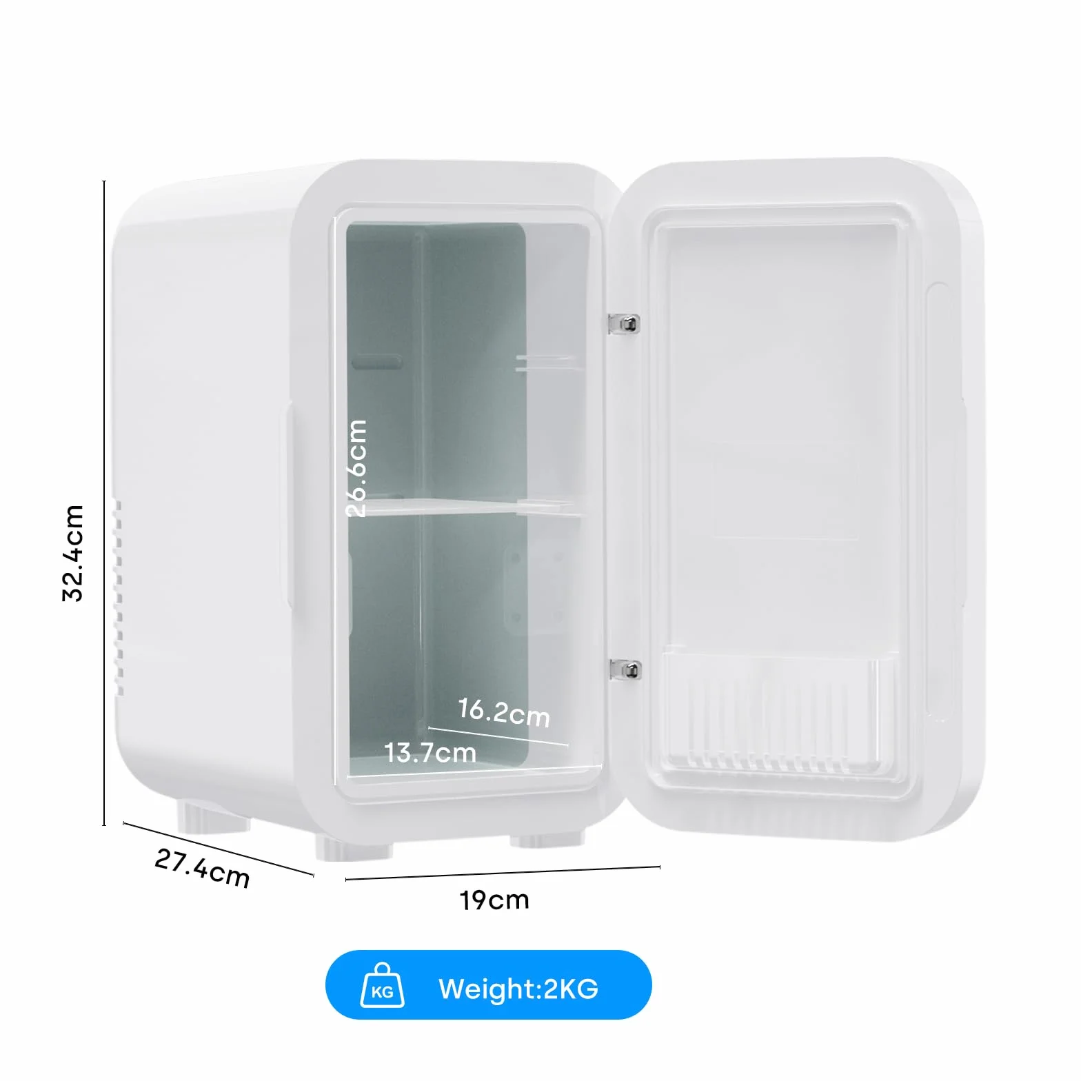 Enventor Mini lodówka, 6 litrów/8 puszek, zasilanie AC+12V DC, przenośna chłodziarka i podgrzewacz, mała lodówka do sypialni, samochodu, pielęgnacji skóry, owoców i napojów, biała