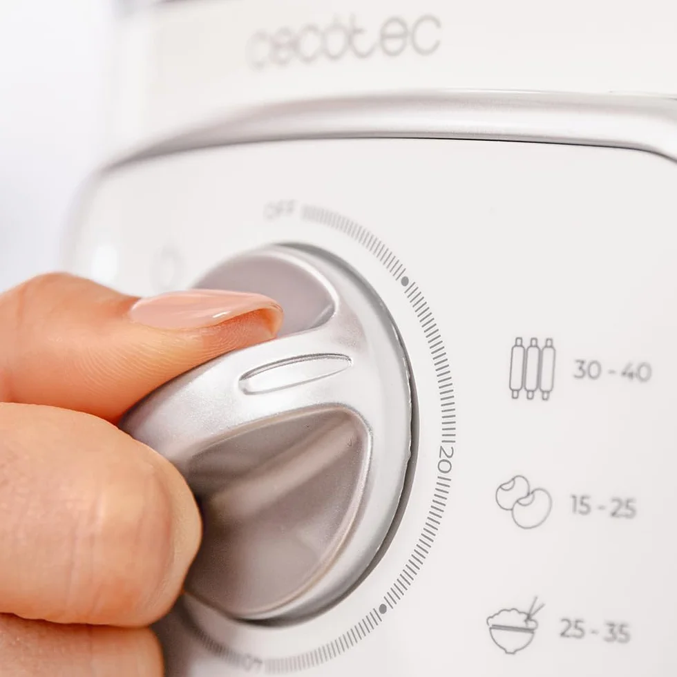 Cecotec Elektryczny parowar Vapovita Steelpot biały. Moc 1300 W, pojemnik ze stali nierdzewnej, 10 l, regulowany czas, automatyczne wyłączanie, łatwe czyszczenie, specjalna pokrywka, zdrowe gotowanie