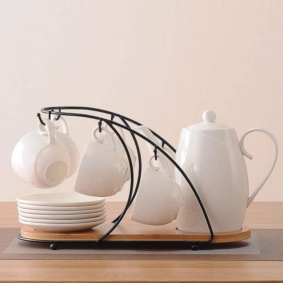 Serwis Do Kawy Na Przyjęcie 14 Sztuk Ceramiczny Zestaw Do Herbaty Szkliwiona Porcelana Serwis Kawy I Z Uchwytem Na Kubek Kubki Czajniczek Taca Popołudniowa Herbata Popołudniowa