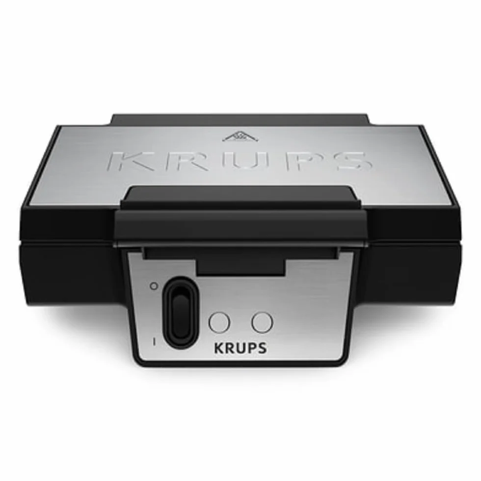Krups FDK453 Sandwmaker | trójkątny kształt | powłoka nieprzywierająca | płytki XL o głębokości 25 x 12 cm | funkcja pionowa, przechowywanie kabli, uchwyt izolowany termicznie, stal nierdzewna/czarny
