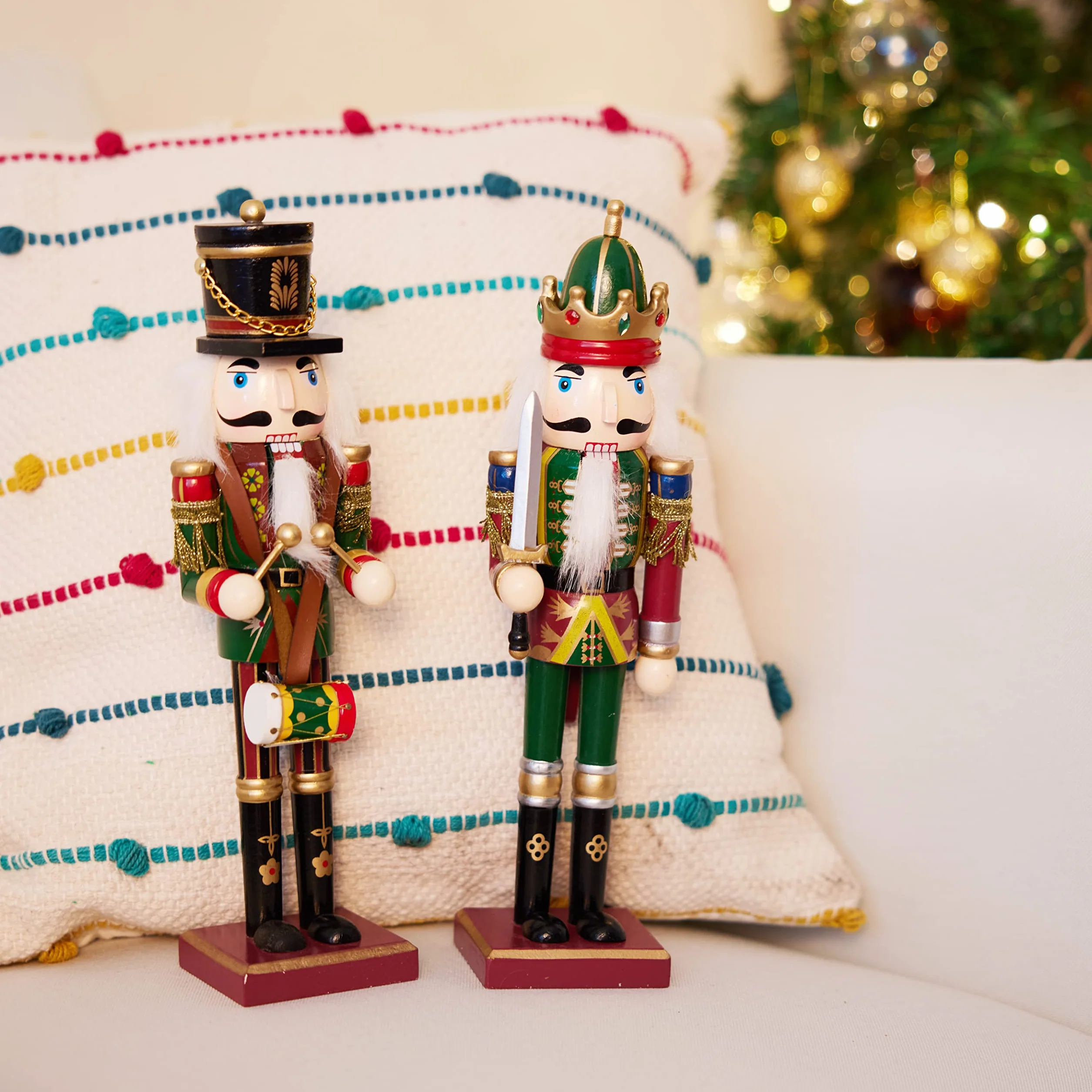 THE TWIDDLERS 2 Duży Drewniany Świąteczny Dziadek do Orzechów ze Stojakiem, 30cm - Tradycyjna Dekoracja Świąteczna - Solidna i Najwyższa Jakość