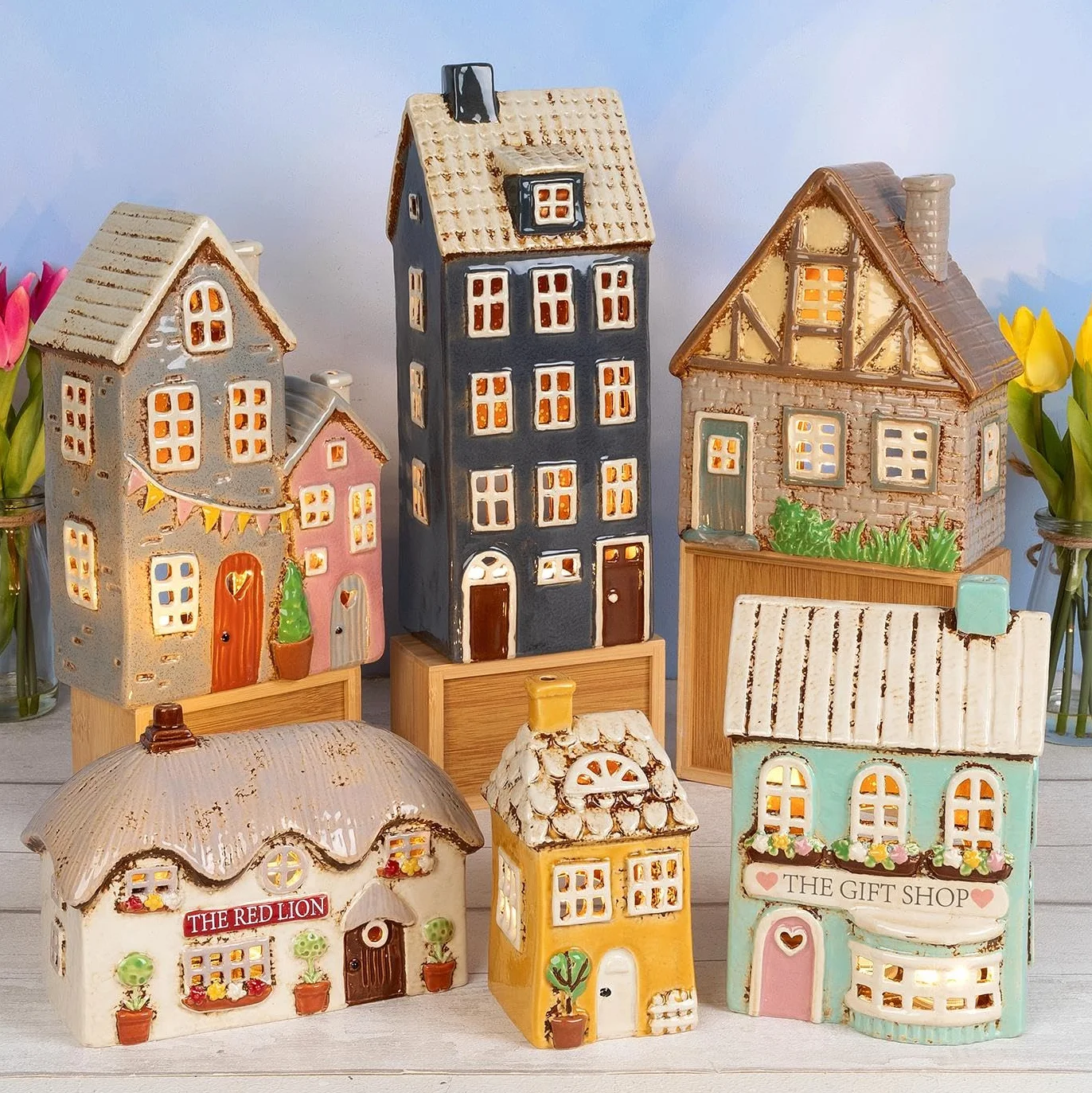 Shudehill Giftware Wiejska ceramika ceramiczny świecznik ładny ogród kwiatowy dom pastelowa kolekcja (serce różowe)