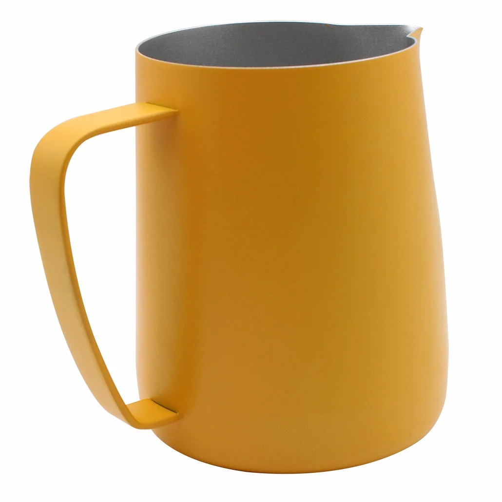 Dzbanek do spieniania ze stali nierdzewnej Dzbanek do gotowania na parze Odpowiedni do kawy, latte i spieniania mleka 600 ml żółty