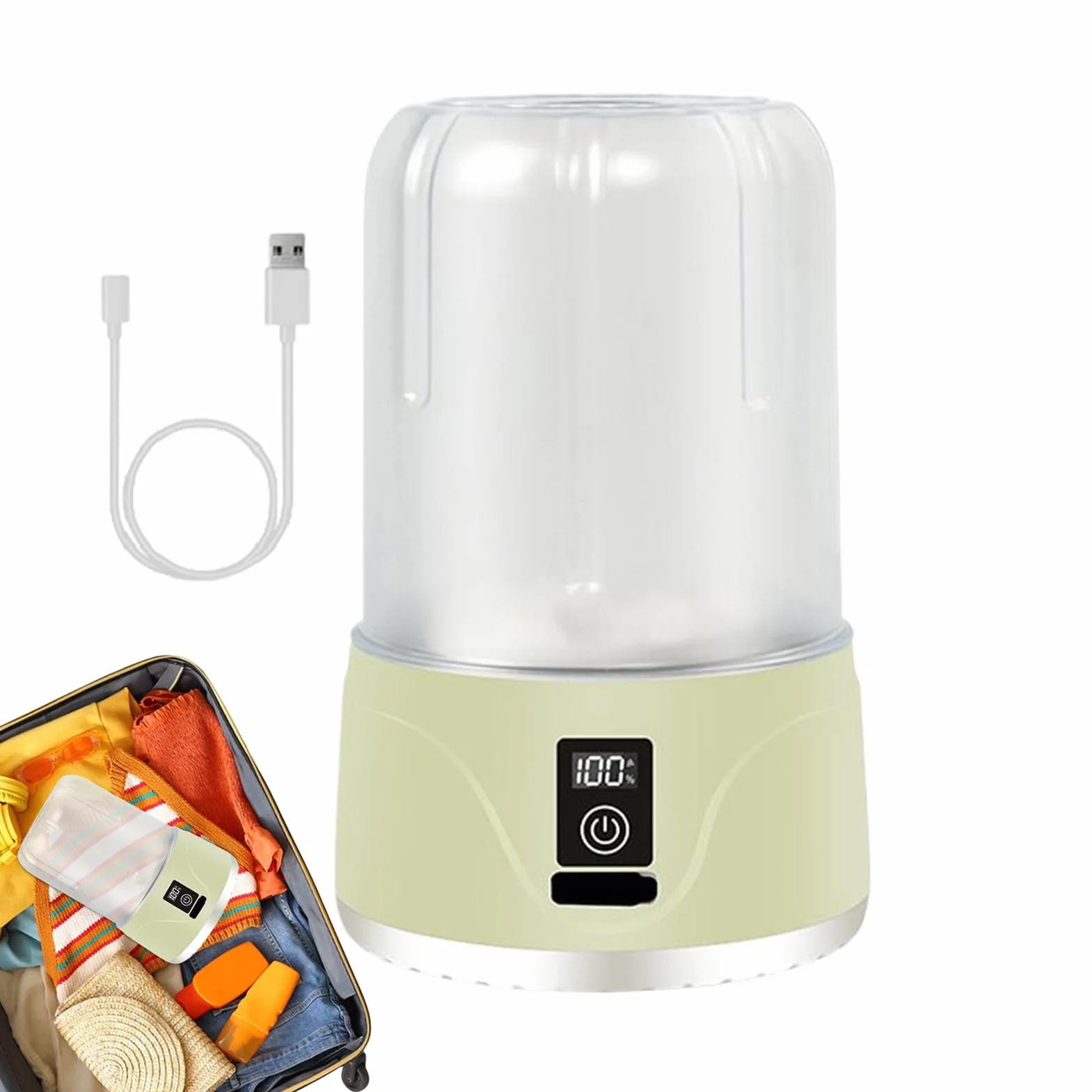 Rechargeable Portable Washing Machine, 1000ml Cordless Underwear Washer with Multiple Wash Settings
