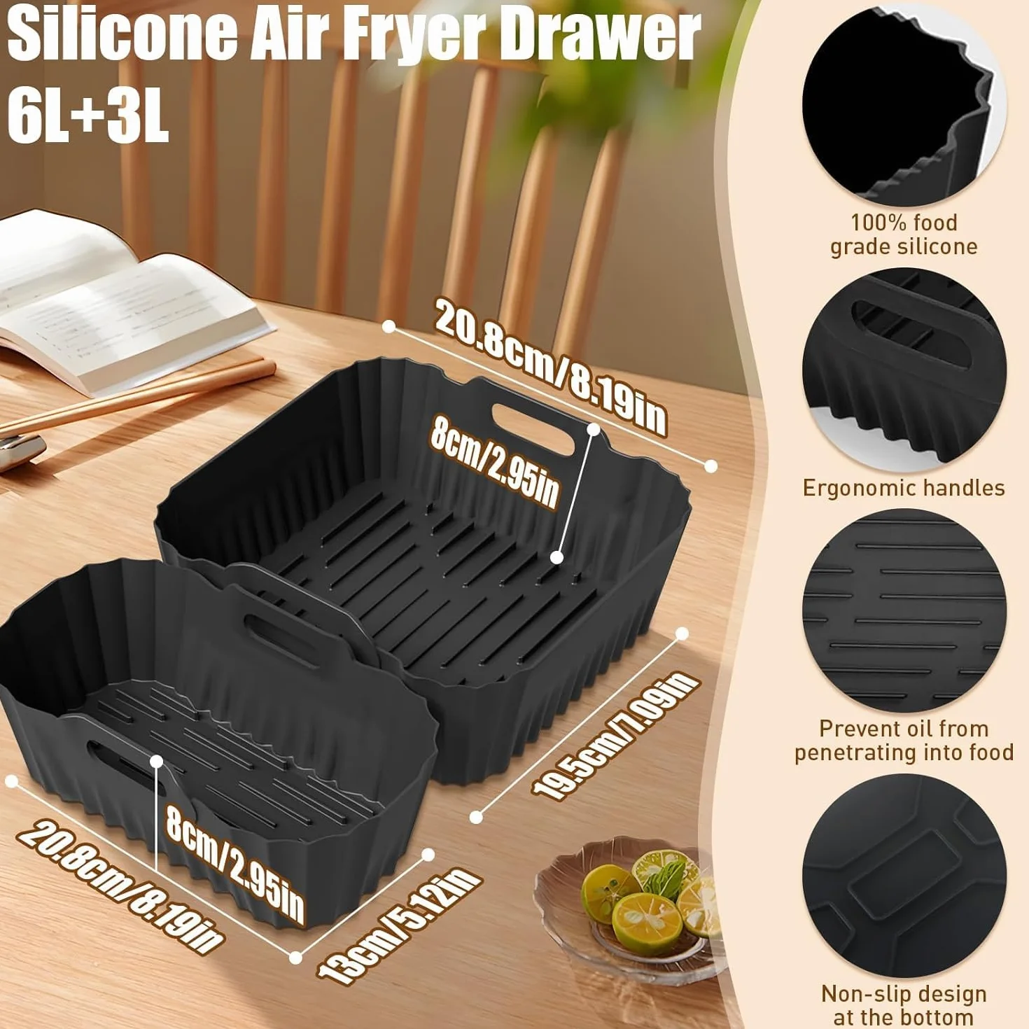 Akcesoria do foremek silikonowych Air Fryer, do Philips serii 3000/5000 Dual Basket 3L/6L, 18 szt. z silikonową formą do frytkownicy powietrznej, kratki/stojaki, foremka do ciasta, foremka do chleba