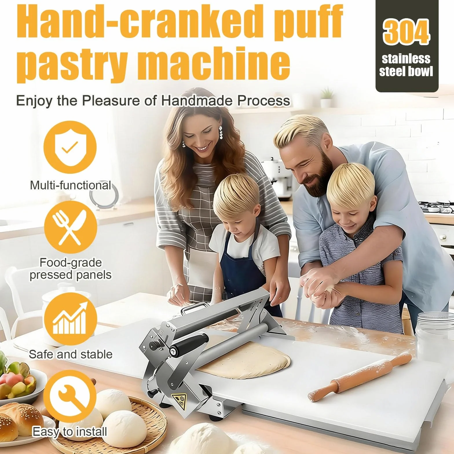 Wałek do Ciasta Maszyna do Ciasta Laminator do Ciasta Ręczny Wałek Ciasta Składany Do Croissant Pizza i Wypieki(Home-Use32.7x18.9in)