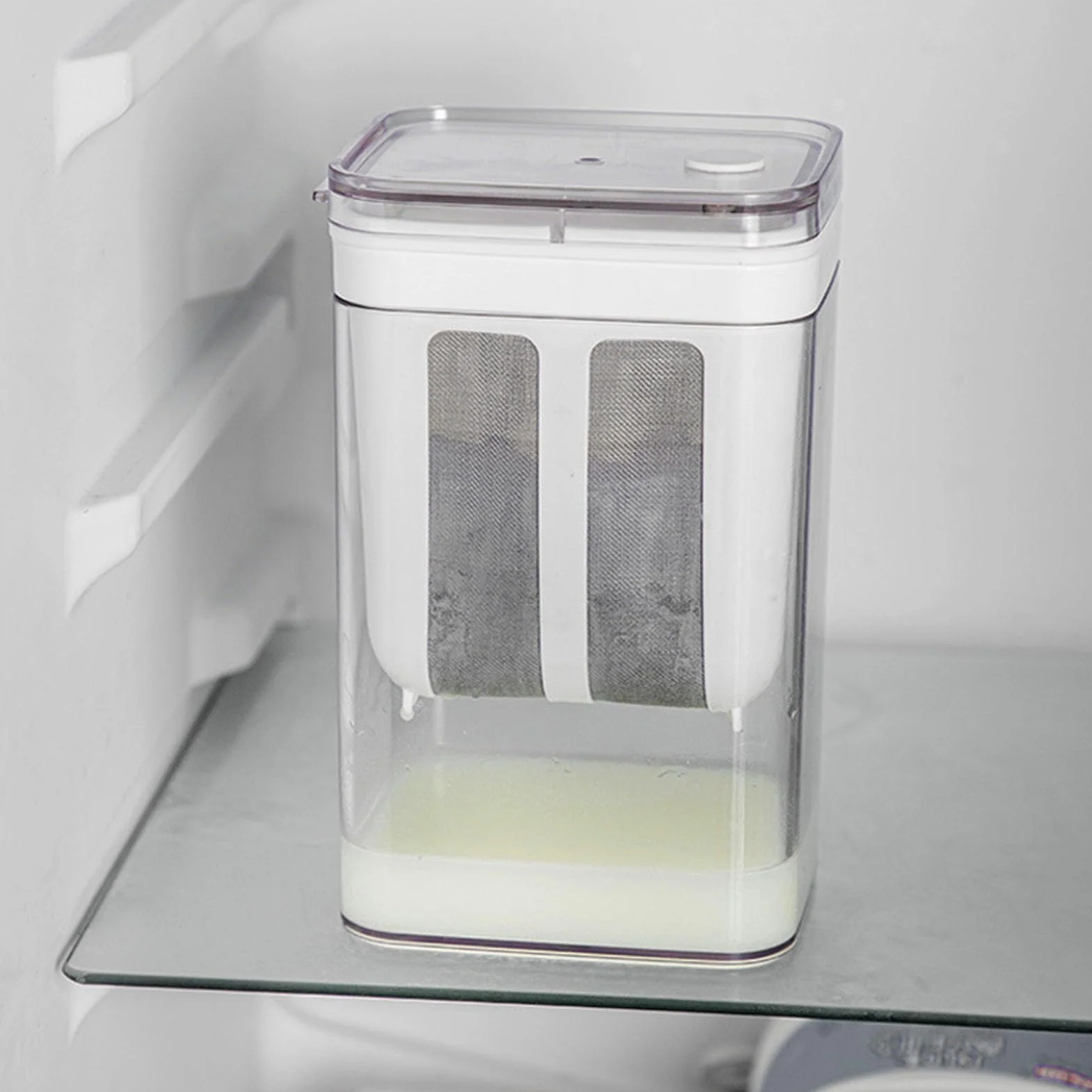 Sitko do Jogurtu Greckiego, Maszyna do Robienia Sera Jogurtowego o Pojemności 1100 Ml, Sitko do Przygotowywania Jogurtów z drobną siateczką i pokrywką do Gęstego Jogurtu