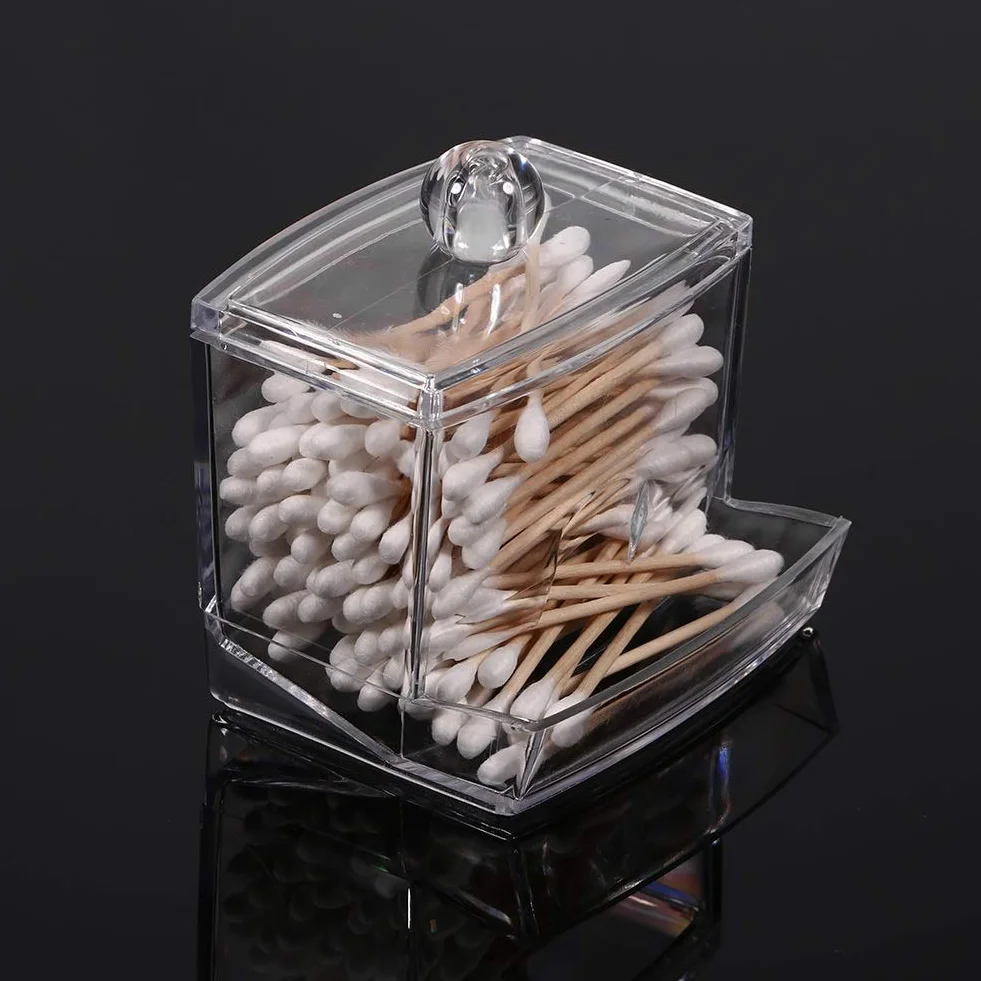 Nikou Qtips pojemnik na patyczki higieniczne – Qtip dozownik patyczków higienicznych, akrylowy pojemnik na aptekę, patyczki higieniczne, płatki do makijażu, kosmetyki