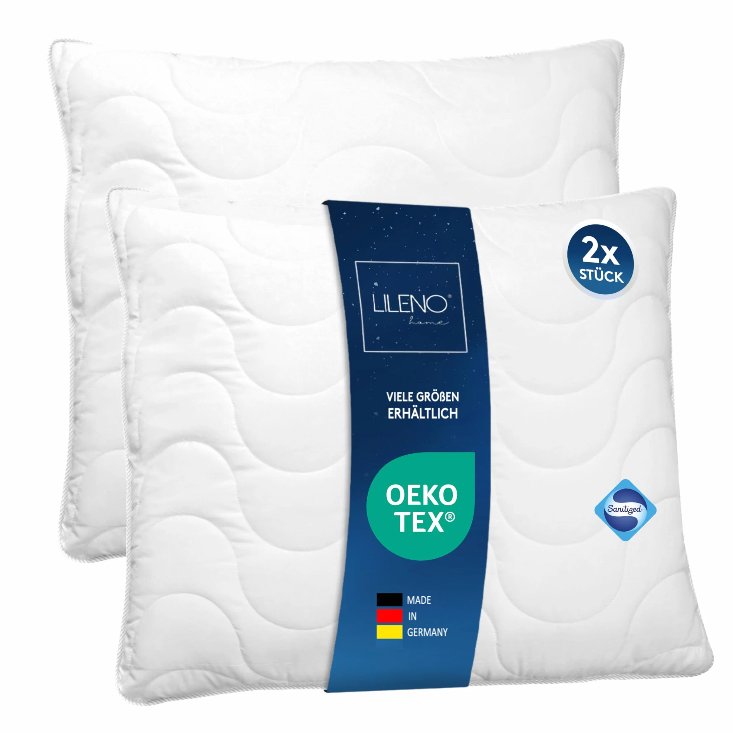 LILENO HOME Poduszka 80x80 Zestaw 2 szt. Antybakteryjna Odporna na Gotowanie 95°C Dla Alergików
