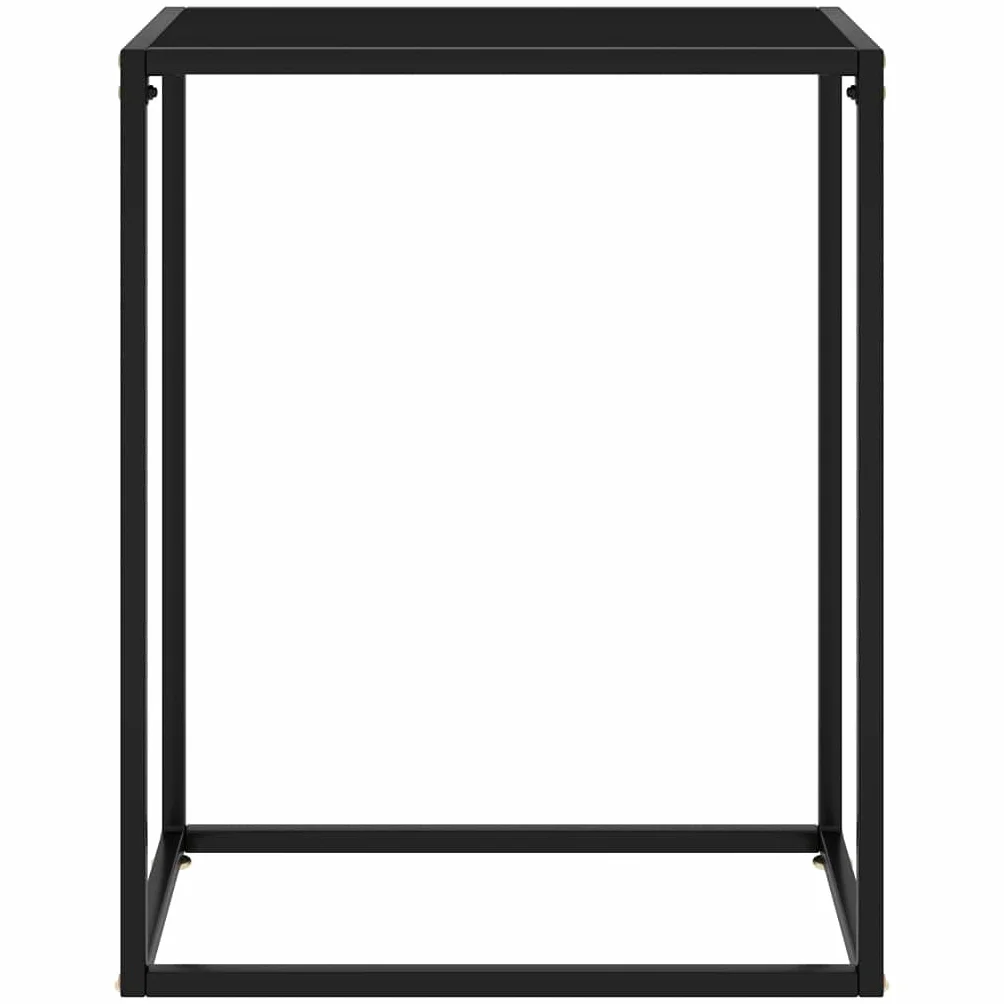 stolik konsolowy czarny 60 x 35 x 75 cm, szkło hartowane z wytrzymałą stalową ramą, nowoczesny stolik pomocniczy do sypialni, stylowy stolik akcentujący do małych pomieszczeń